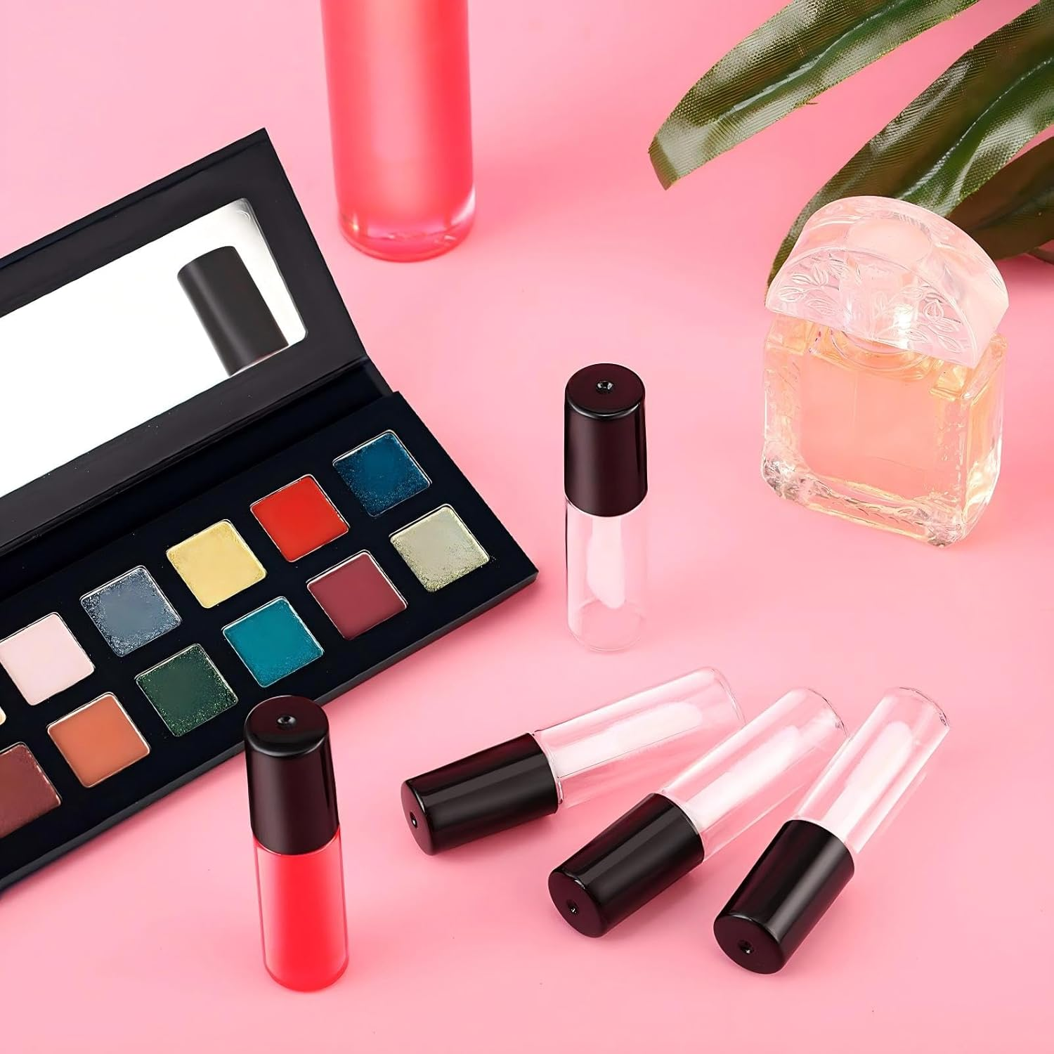 Patelai 100 Pieces Clear Mini Lip Gloss Tube Refillable Empty Lip Balm Gloss Containers Bottles Transparent Mini Lipstick Containers for Women DIY Makeup, Black, 100 Count (Pack of 1) image number 5