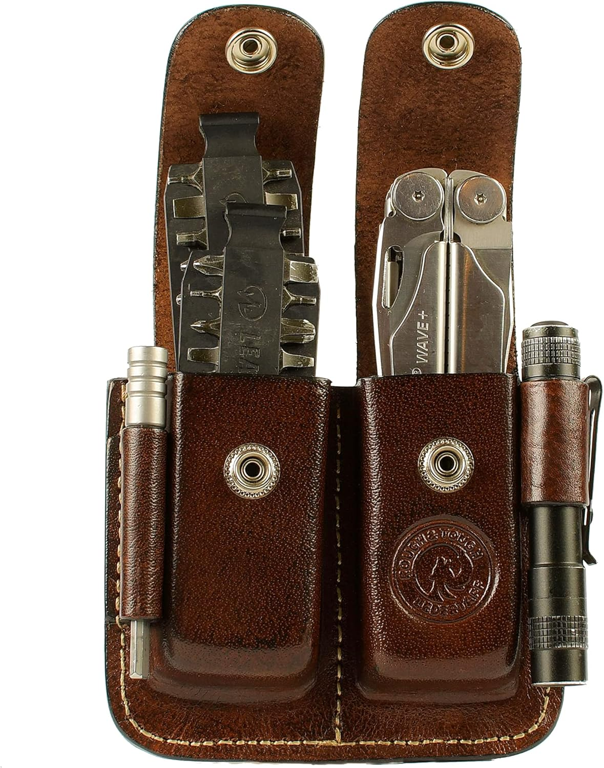 Ledertaff Premium Leather Holster Case for Leatherman Wave, Bit Kit, Bit Driver Extender and Torch, Leatherman Wave Plus, Charge Plus, TTI, Skeletool, Rebar, Rev, Sidekick, Wingman