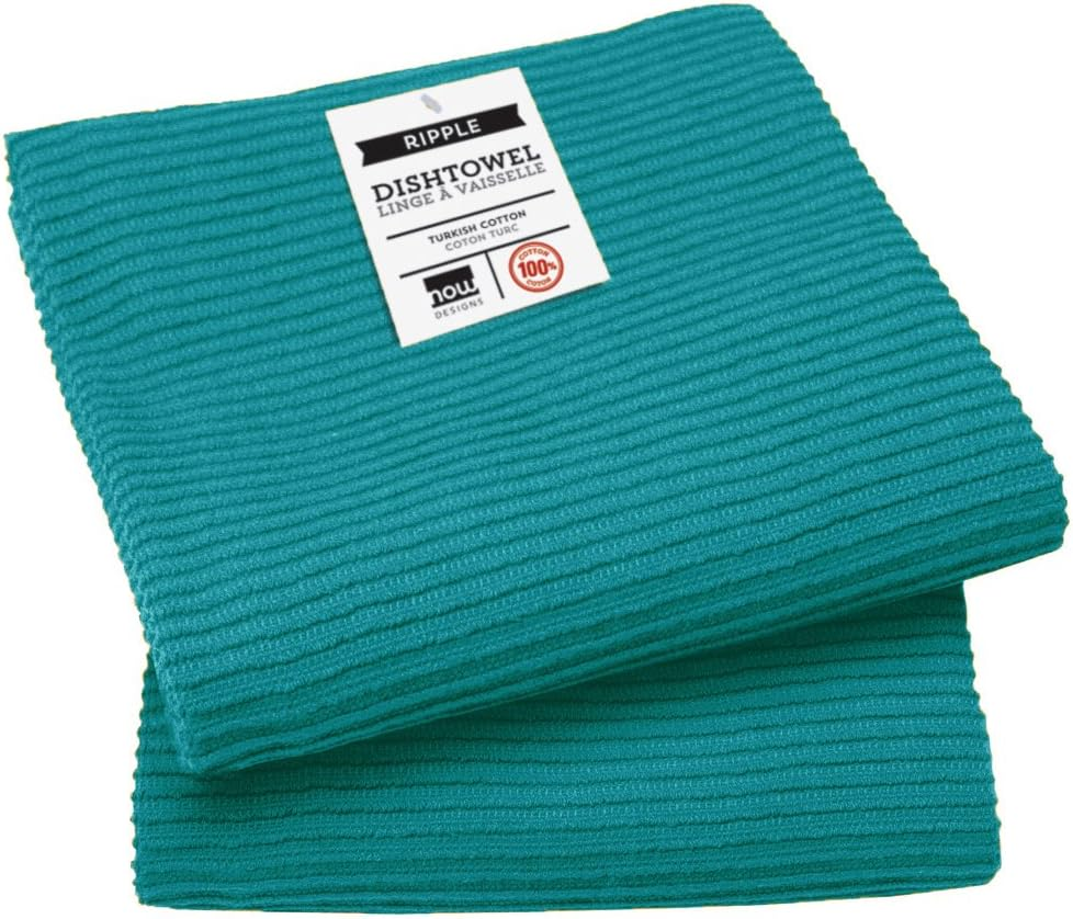Now Designs Ripple Kitchen Towel, Set of 2, Peacock Green image number 6