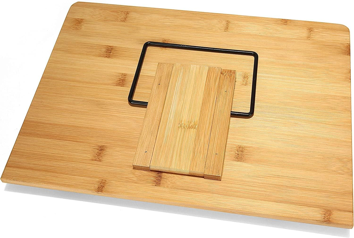 Extra Large Bamboo Book Stand, Foldable Reading Rest Cookbook Holder with Page Holder Clips, Wooden Book Stand Holder for Recipe, Textbook, Music Book, Tablet (39 X 28 Cm, 15.4" X 11.0") image number 3