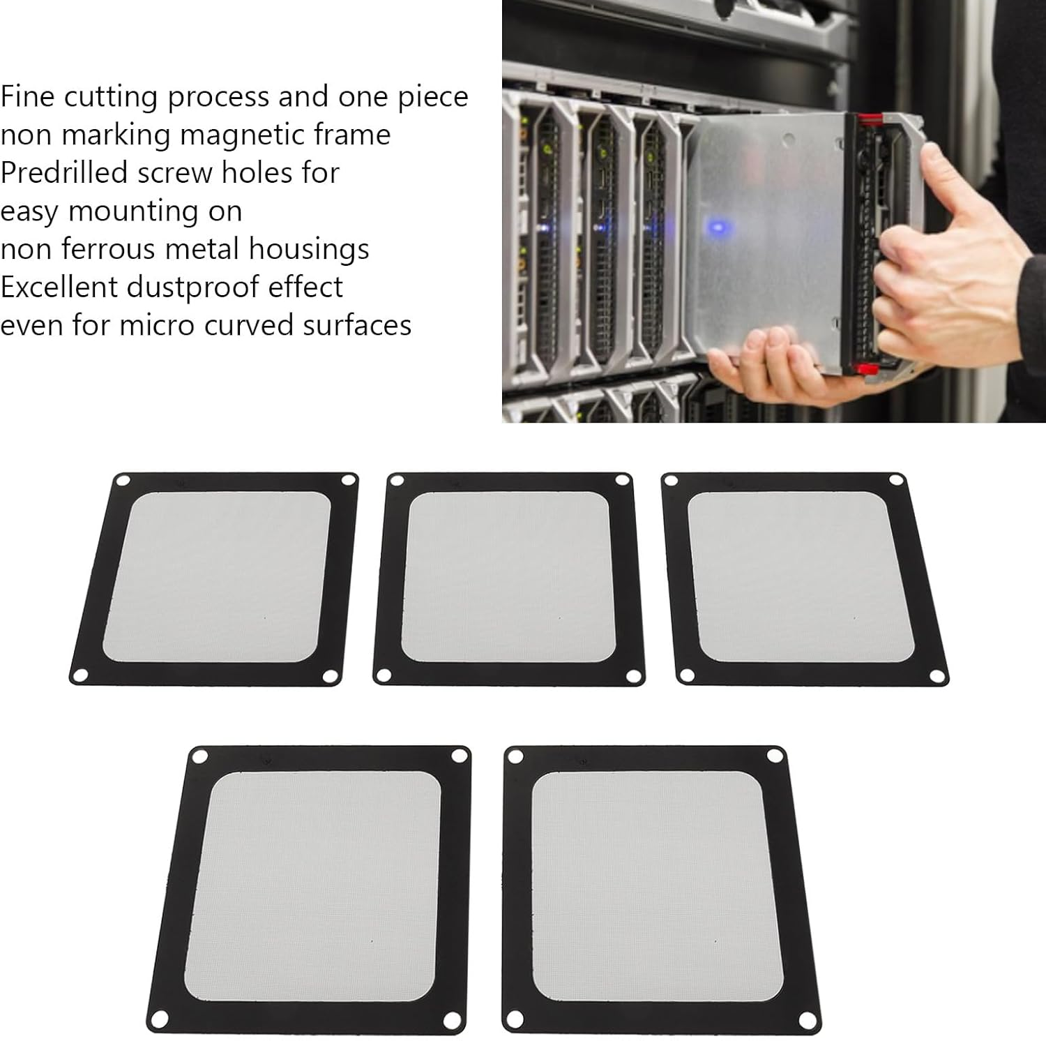 90Mm X 90Mm Computer Case Fan Dust Filter, PC Cooler Fan Dust Filter Cover Grills with Magnetic Frame, (5 Pcs) image number 2