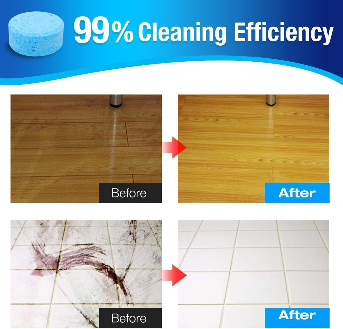 Multi-Surface Floor Cleaner,Deep Cleans for All Vacuums Robot Mop,Compatible with Roborock,Tineco, Irobot,Dreame,Ecovacs,Shark,Bissell,Etc. Cleaning Machine Solution-36 Tablets image number 1