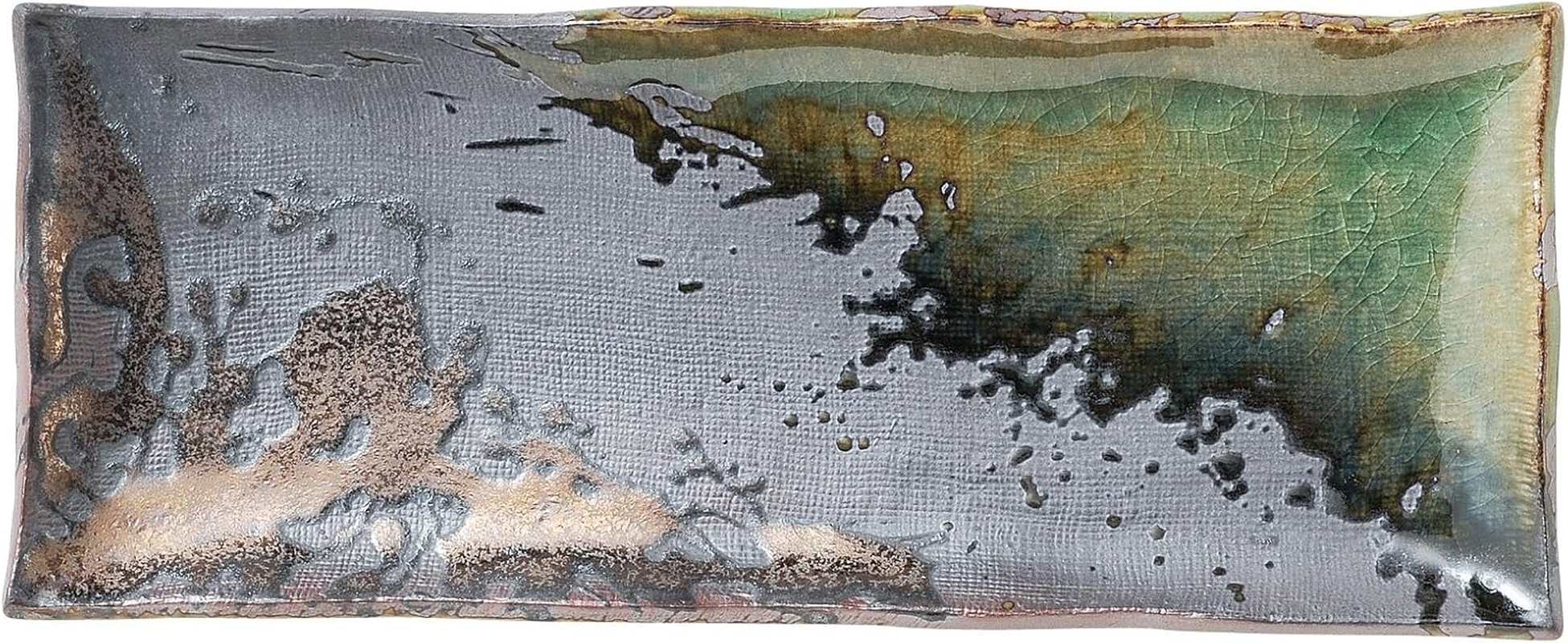 Banko Ware 16049 Sanma Plate, Rectangular Plate, IGA Gold Color, Made in Japan