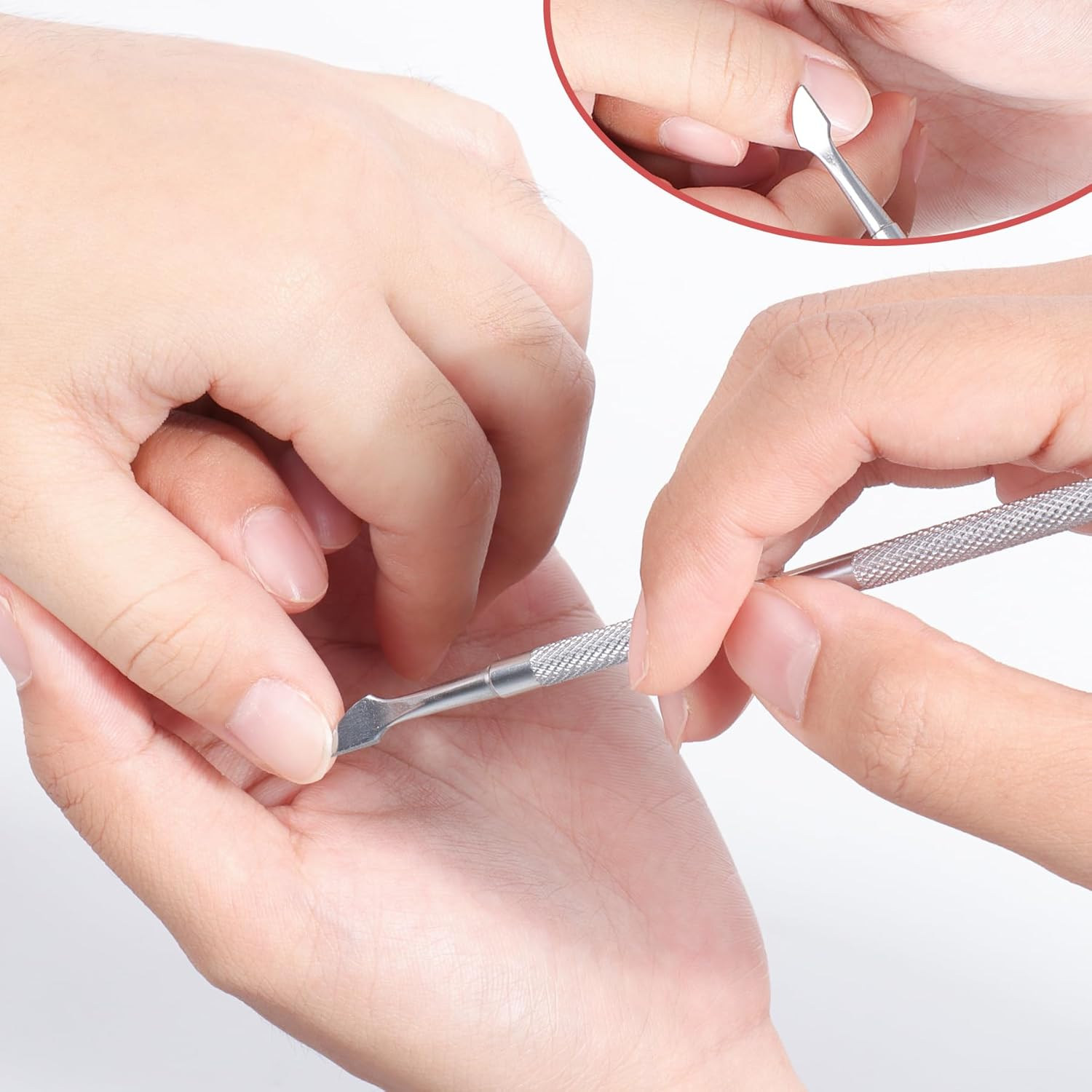 Nail Cuticle Pusher - Stainless Triangle Gel Nail Polish Remover Cuticle Peeler Scraper Remover Tool for Fingernails and Toenails - Silver 2-Pack image number 4