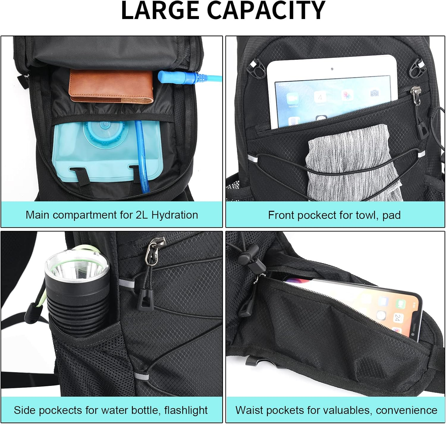 Fistcale Lightweight Breathable Bike Backpack, 8L Foldable Running Daypack, Functional Gift for Men & Women Daily Commutes, Cycling, Jogging, Hiking