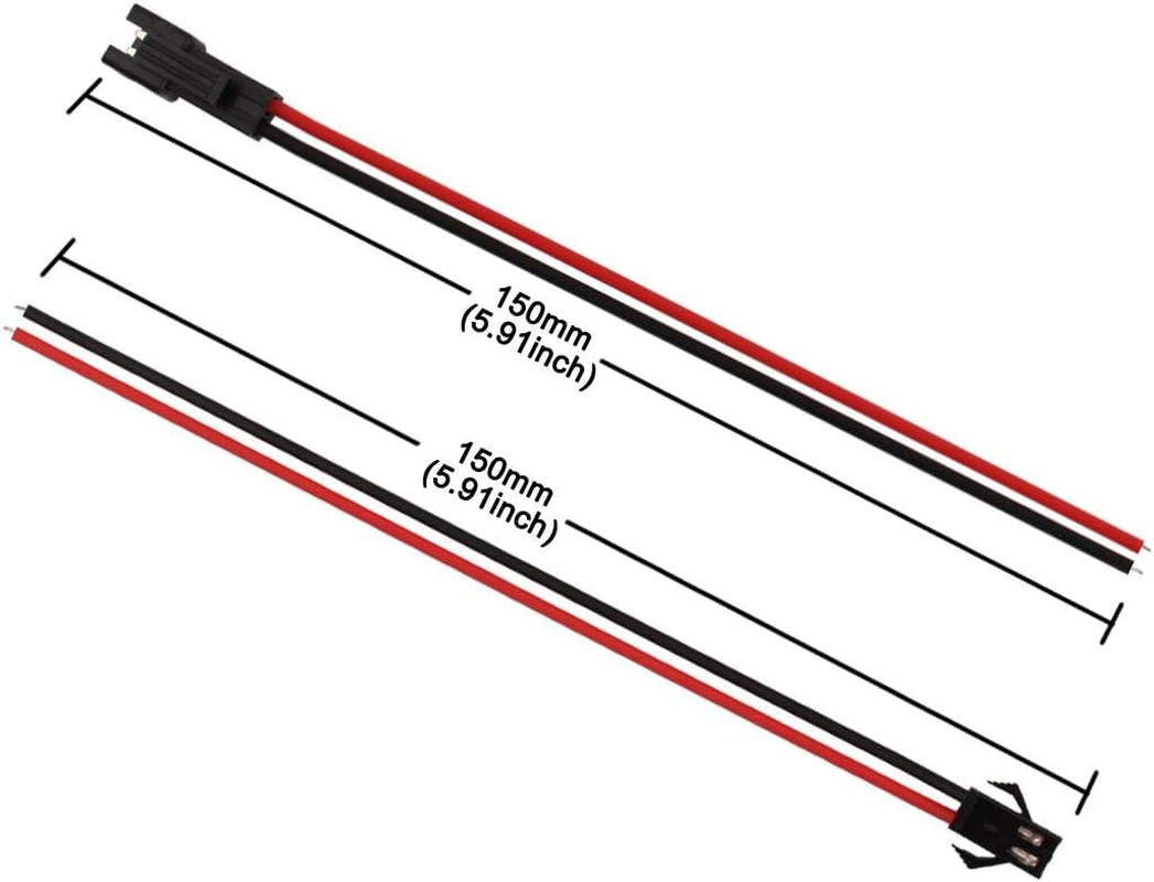 2 Pin JST SM Male Female Plug LED Connector Cable 15Cm 22Awg Wire for WS2812B WS2812 WS2811 SK6812 SK6812-RGBW LED Strip Light（10 Sets, 2 Pin image number 3