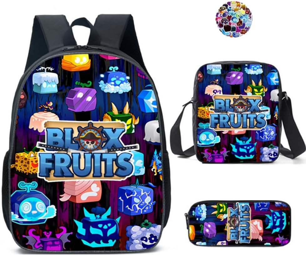 3Pcs Anime Game Backpack Set with Stickers,16In 3D Printed Cartoon School Bags for Elementary and Middle School Students and Game Fans Teens Birthday Gift.