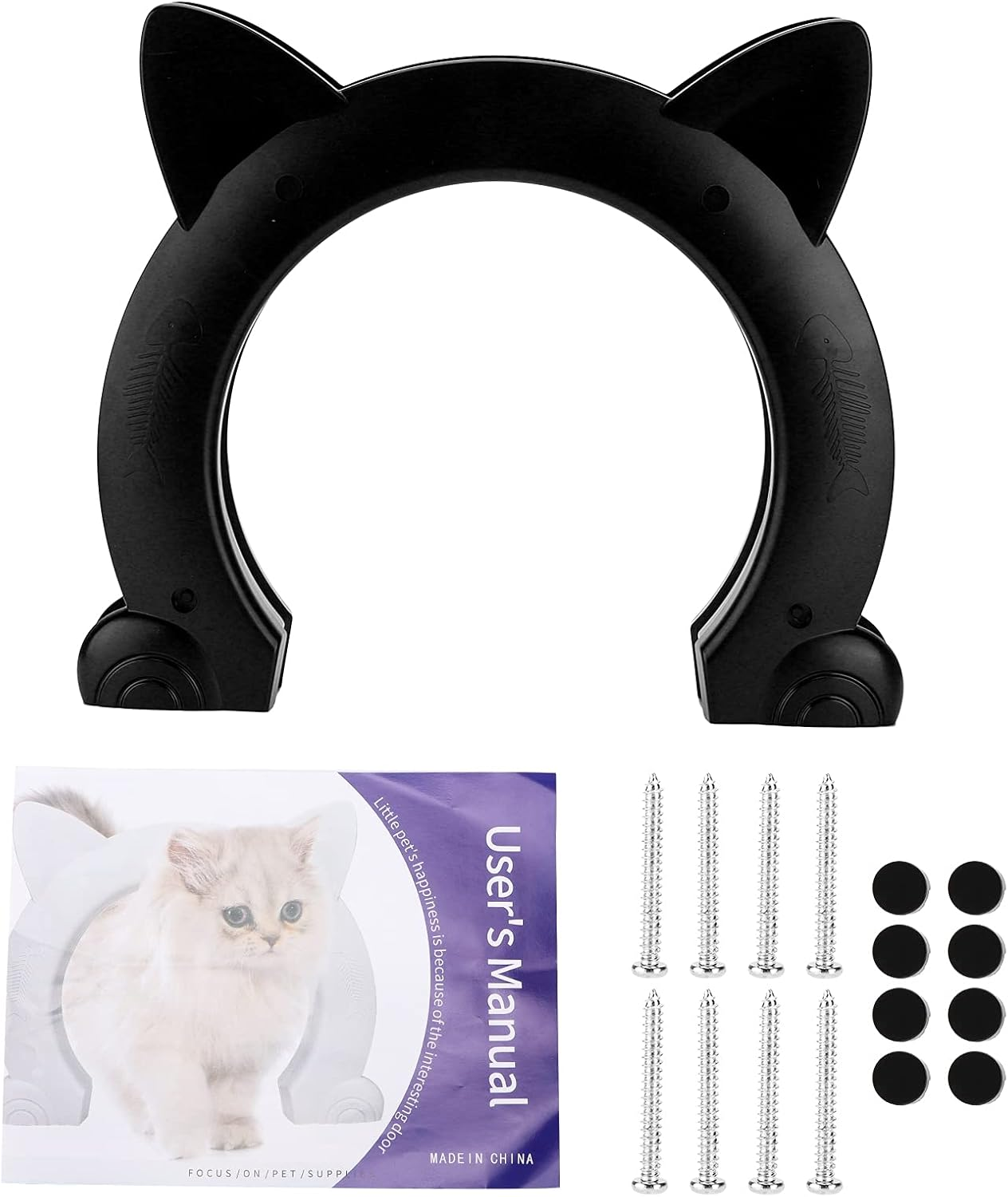 Cat Door, ABS Material Easy to Install Pet Gate for Window for Household Doors for Interior Exterior(Black) (Color : Black) image number 2