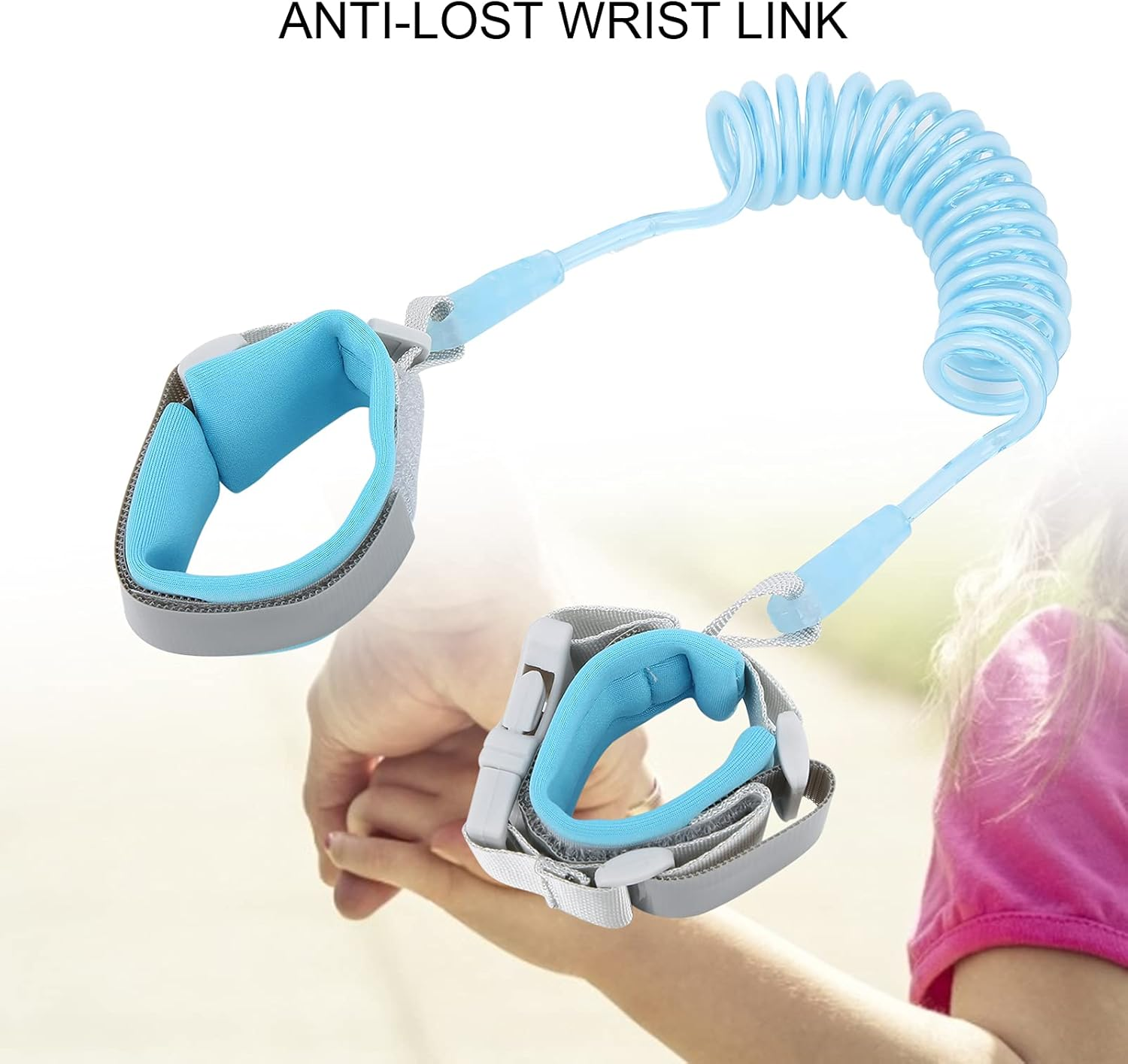 Wrist Leash anti Lost Child anti Lost Wrist Leash, 1.5M Children Wrist Link Flexible for Supermarket (Fixed Head Blue 1.5 Meters) image number 2