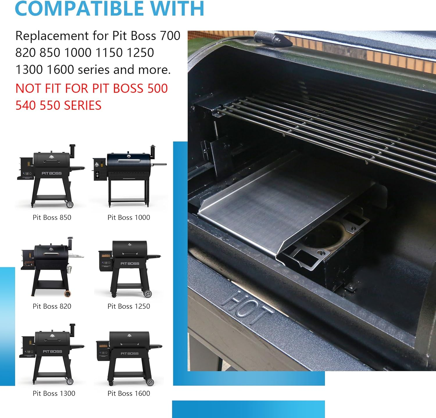 Stainless Steel Grill Heat Baffle Diffuser Replacement for Pit Boss 700 820 850 1000 1150 1250 1300 1600 Series Pellet Smoker Grill Accessories Etc.,Modified Flame Tamer for Pit Boss Heat Deflector image number 5