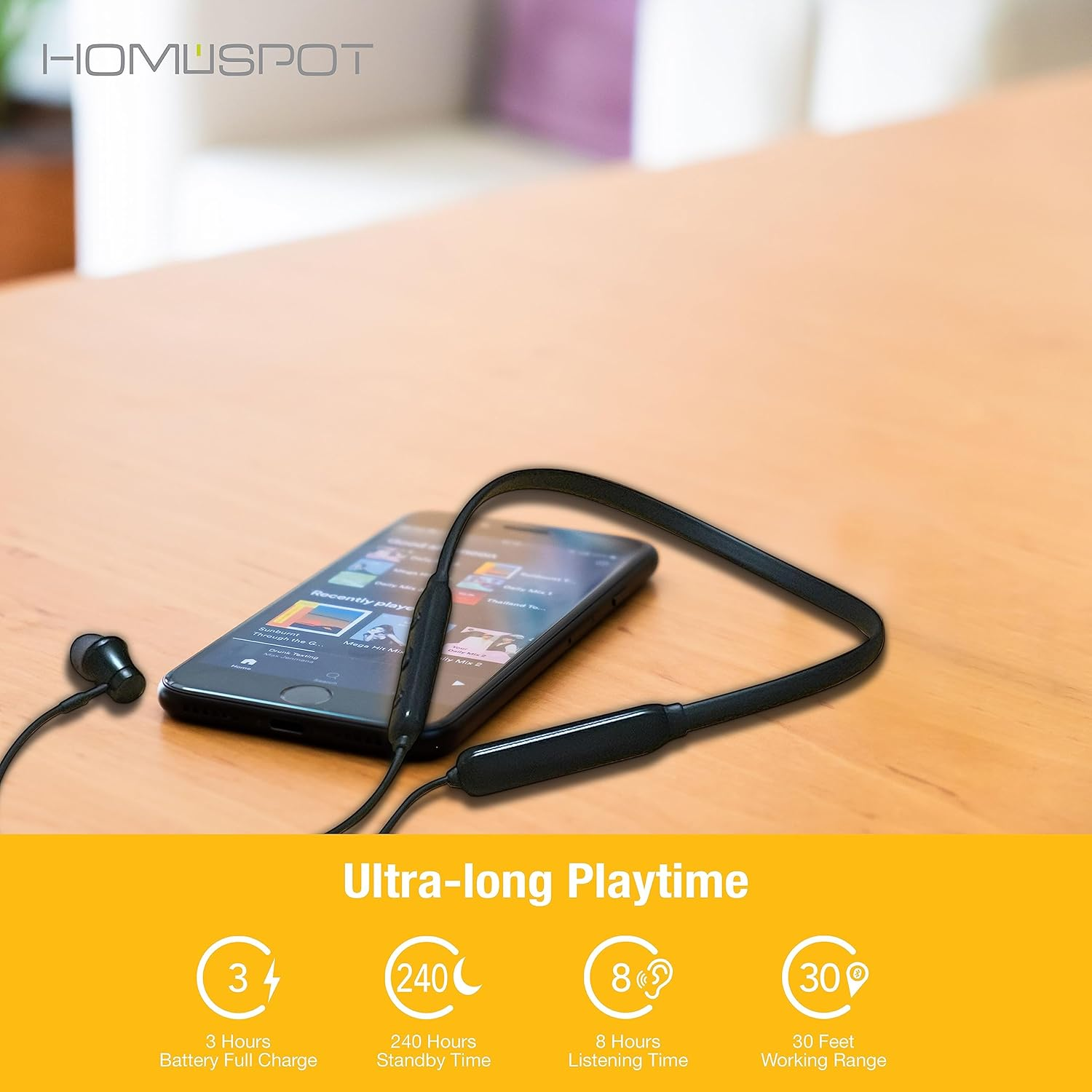 Homespot Neckband Wireless Earbuds Aptx Low Latency Bluetooth 5.1 Headphones Qualcomm&reg; CVC&trade; for Gym, Running, Gaming & Meeting Compatible with Iphone, Samsung Galaxy, Motorola, Google image number 4