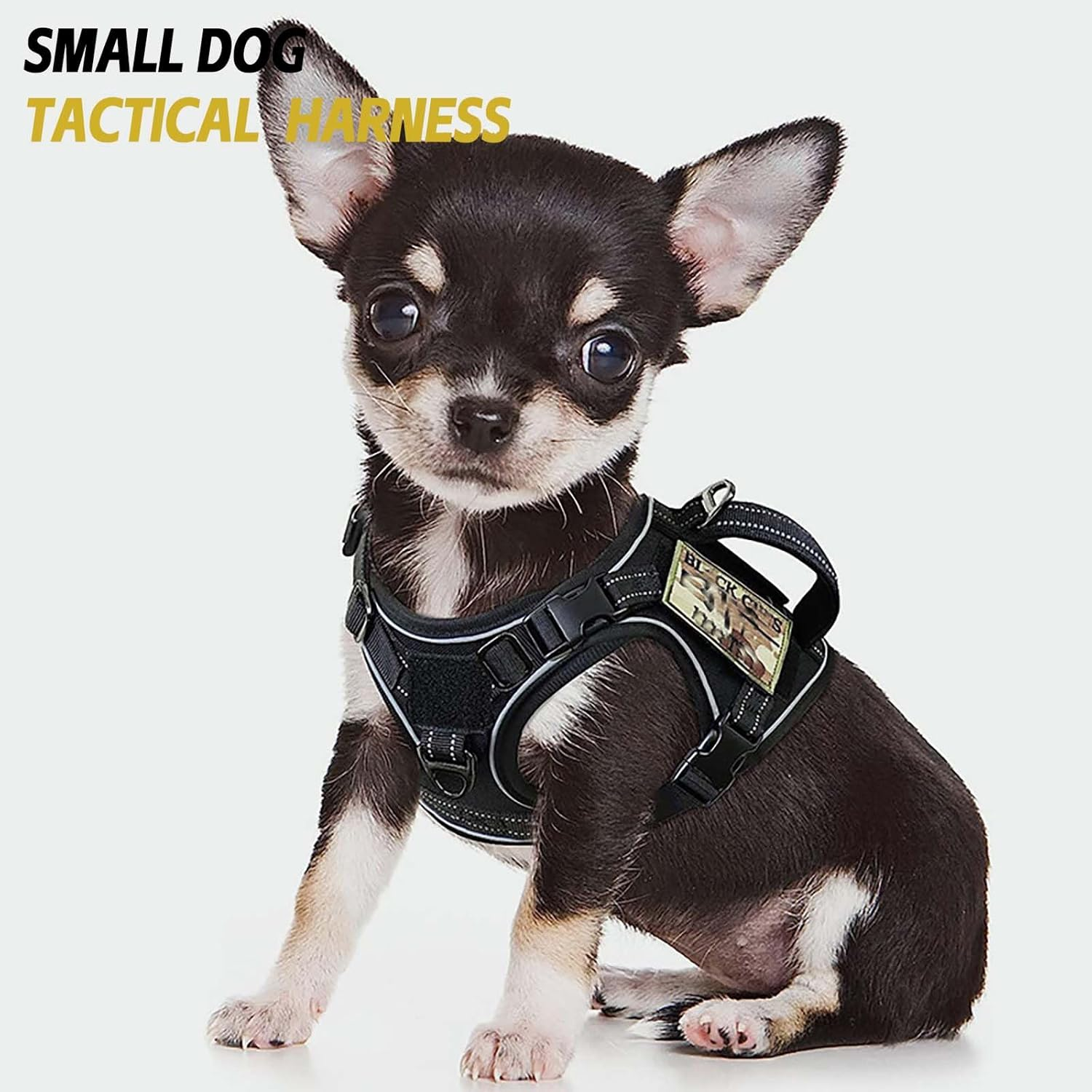 UOSIA Tactical Dog Harness for Small Dogs Military Service Dog Vest with Vertical Handle and Reflective No Pull Adjustable Pet Vest Harness for Outdoor Training - Harness And Leash image number 5
