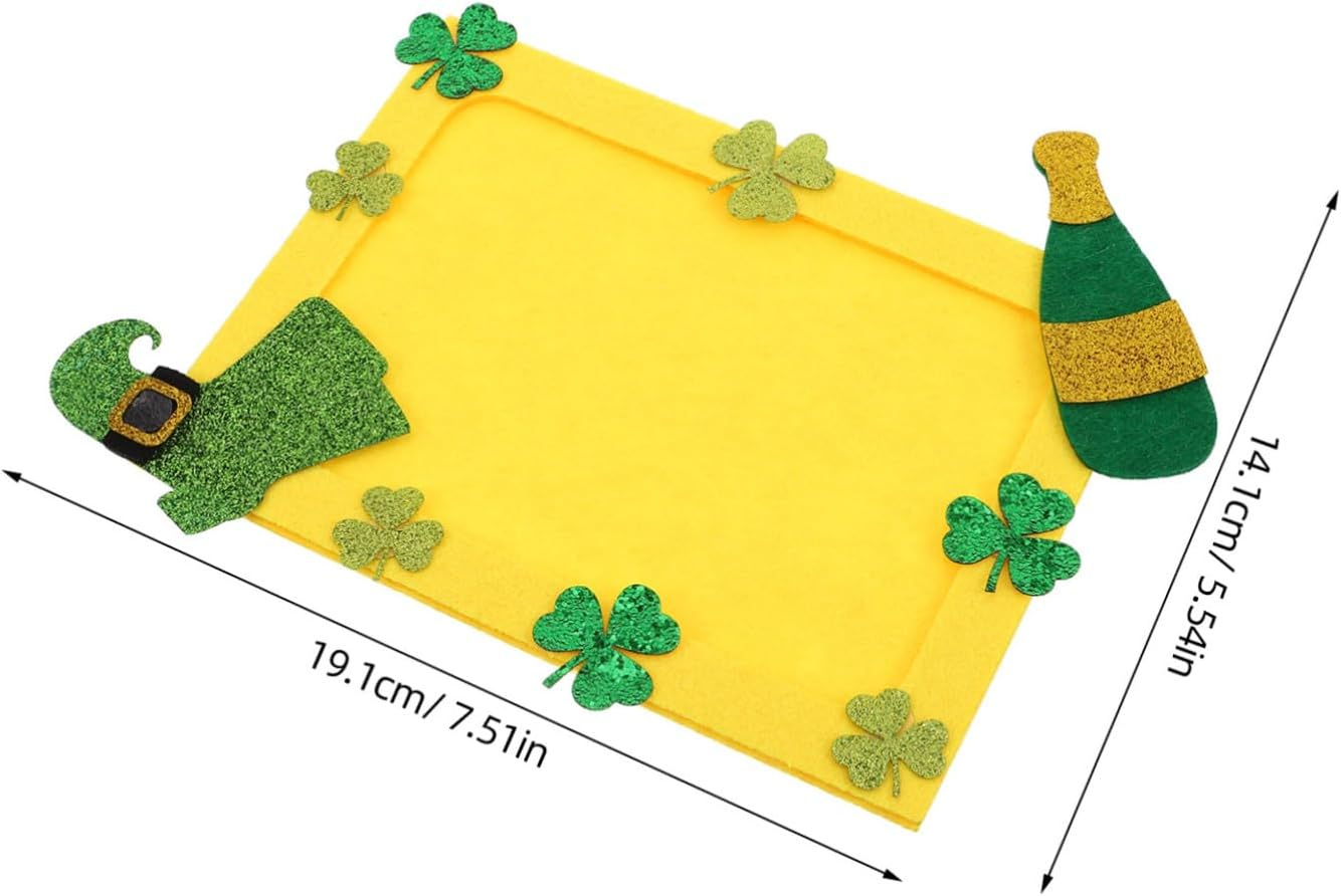 DIY Patrick'S Day Photo Frame Non Woven Green Shamrock Decorative Craft Frame for Home Office and Holiday Decor Present for Creative DIY Projects image number 3