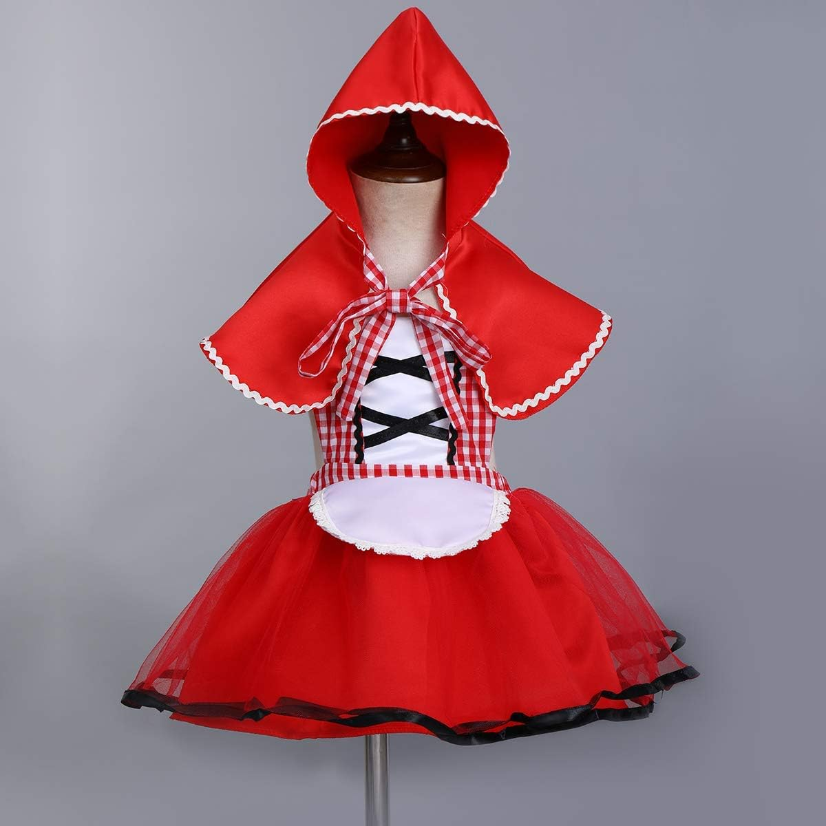 OBEEII Little Red Riding Hood Halloween Costume Newborn Baby Toddler Girl Tutu Dress Cloak Fairy Tale Fancy Dress up Party image number 5