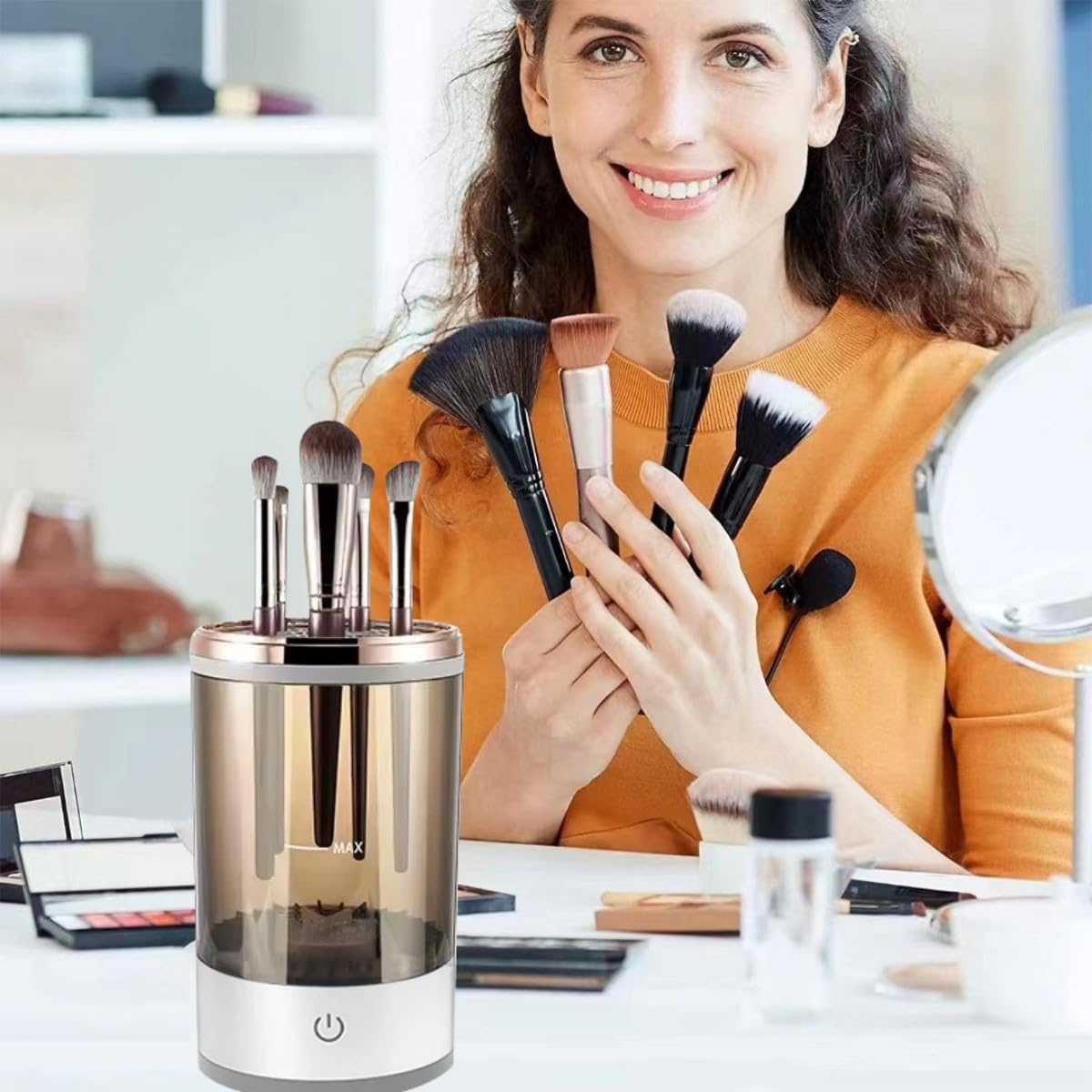 Electric Makeup Brush Cleaner - Professional Makeup Brush Cleaning Machine，Automatic Electric Makeup Brush Cleaner，Fast & Efficient Cleaner for Brushes image number 4