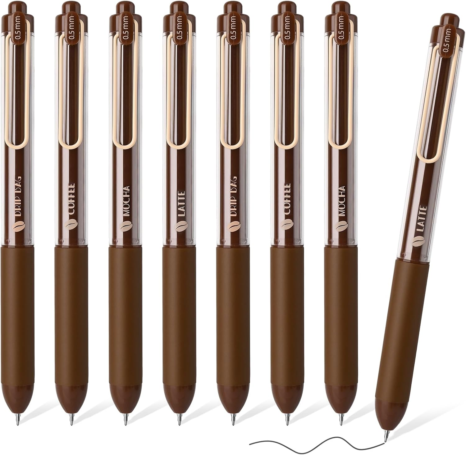 BAYTORY 8Pcs Retractable Gel Pens, Scented Ink Pens, Smooth Writing Black Ink Pen with Aesthetic Pen Barrel for Journaling Note Taking Sketching (Pink)