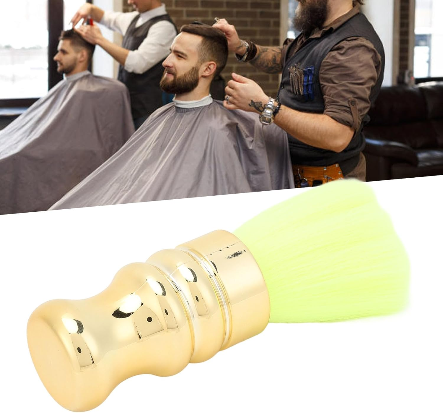 Barber Neck Hair Duster Brush, Soft Fibers Comfortable Grip Hair Cutting Cleaning Sweeping Duster Brush for Home, Hair Salon, and Barbershop image number 6