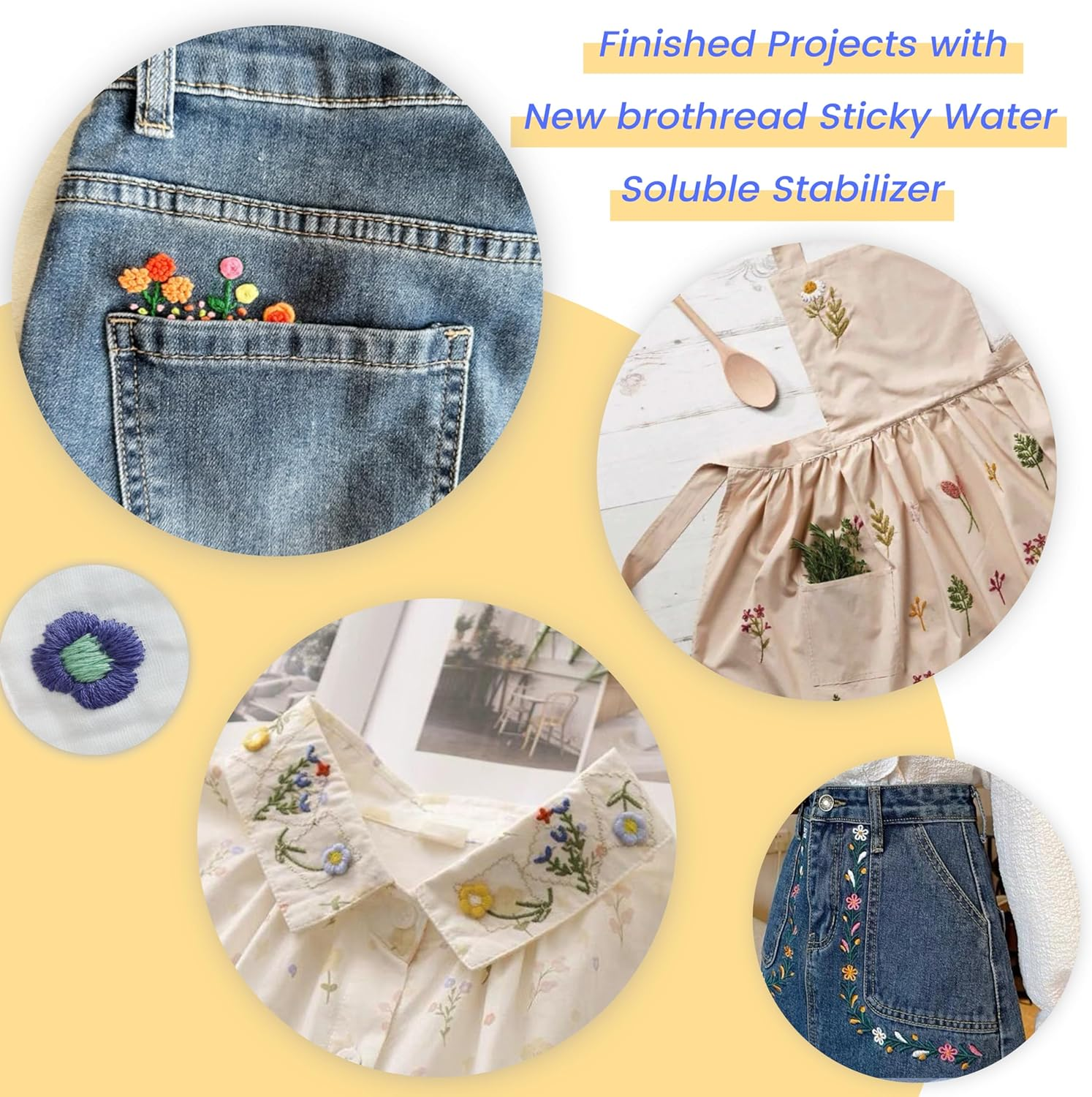 New Brothread 12PCS A4 Sticky Water Soluble Embroidery Stabilizer Printable Paper Stabilizer - Medium Weight - Allowed for Print or Draw Patterns Best for Hand & Machine Embroidery image number 6