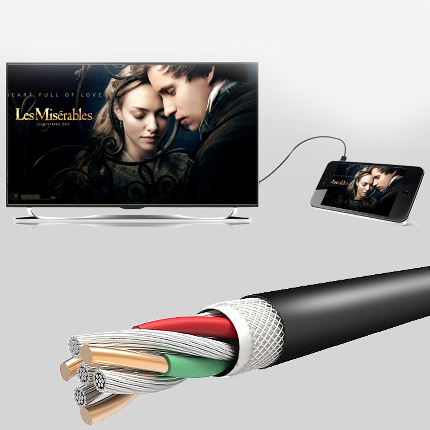 Bronagrand Micro HDMI Male Type D to Type C Mini HDMI Male Connector Adapter Cable Cord Black,0.3 Metre image number 1