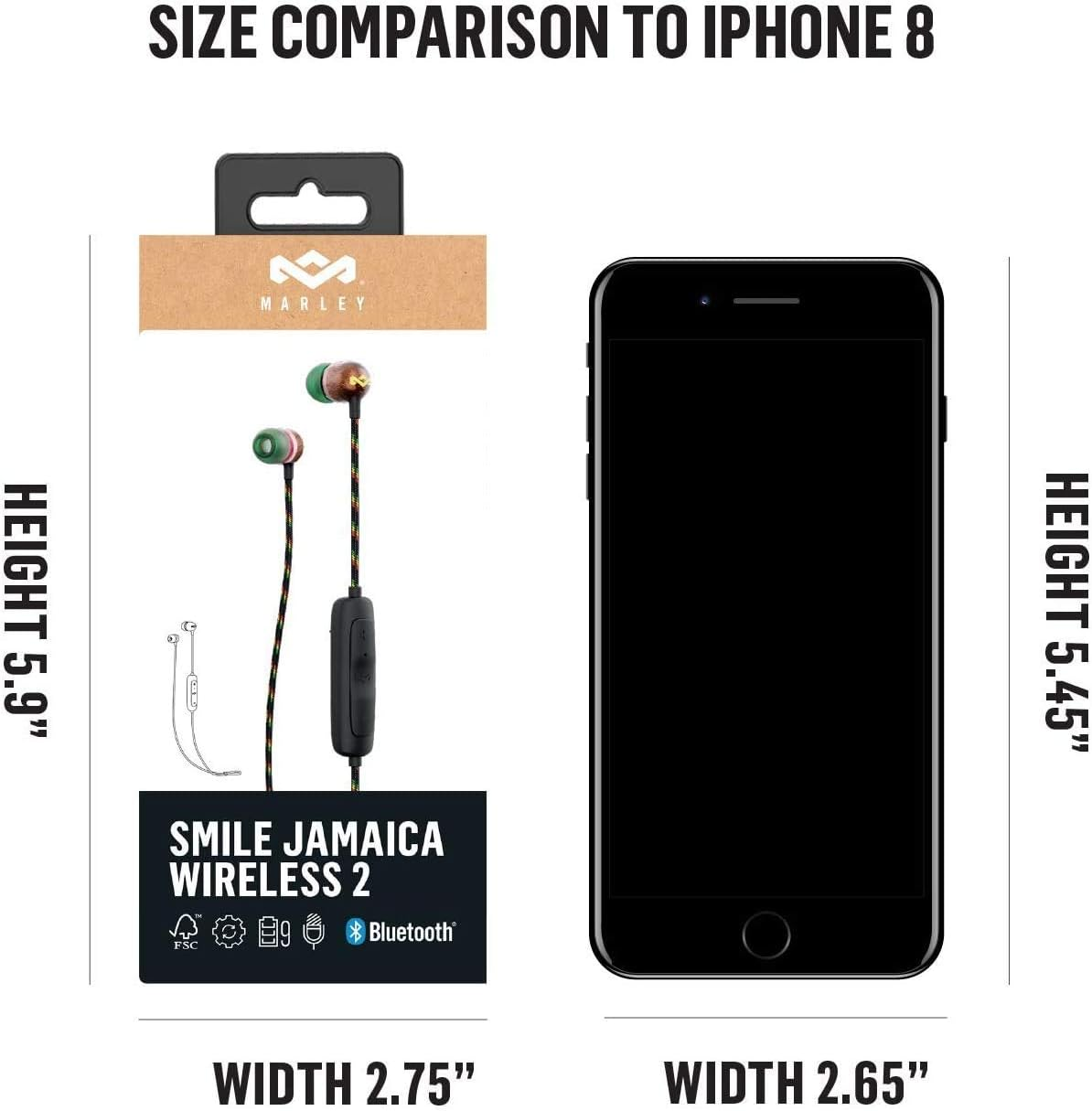 House of Marley Smile Jamaica: Wired Earphones with Microphone, Noise Isolating Design, and Sustainable Materials, Signature Black - Signature Black image number 6