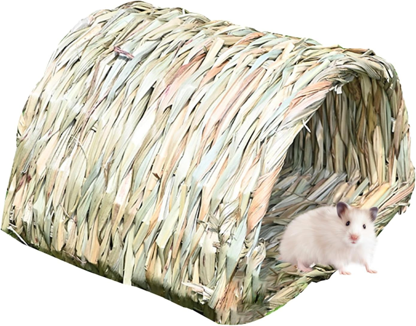 Bed Hideaway, Hedgehog Animal House, Spacious Hay Tunnel, Natural Reed Grass, Cozy Chewable Design, 9.05X7.48X6.69Inch, Perfect for Small Pets Necessities