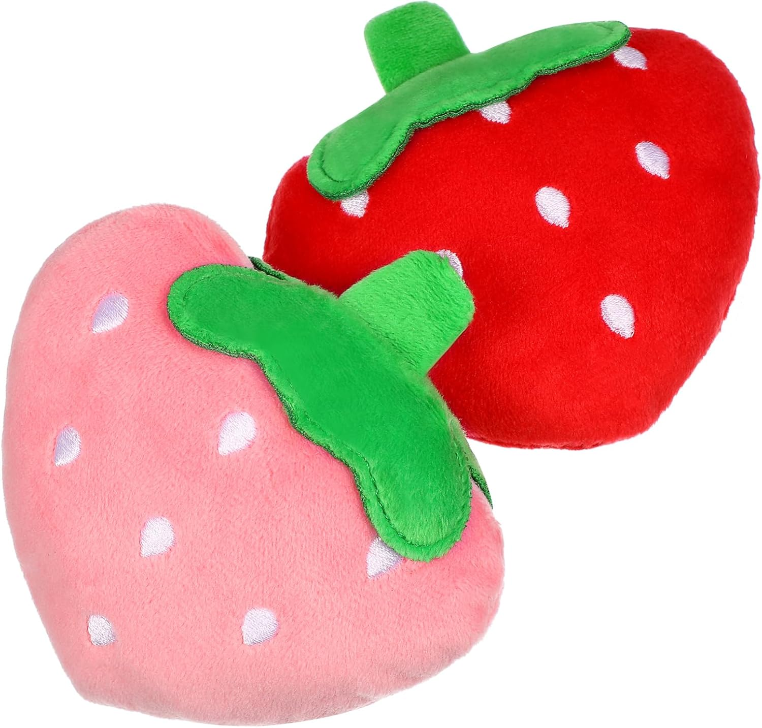 Toddmomy 2Pcs Squeaky Dog Toys,Soft Strawberry Shape Plush Dog Toys Interactive Dog Chew Toys for Medium, Small Puppy Dogs Teething Toys image number 3