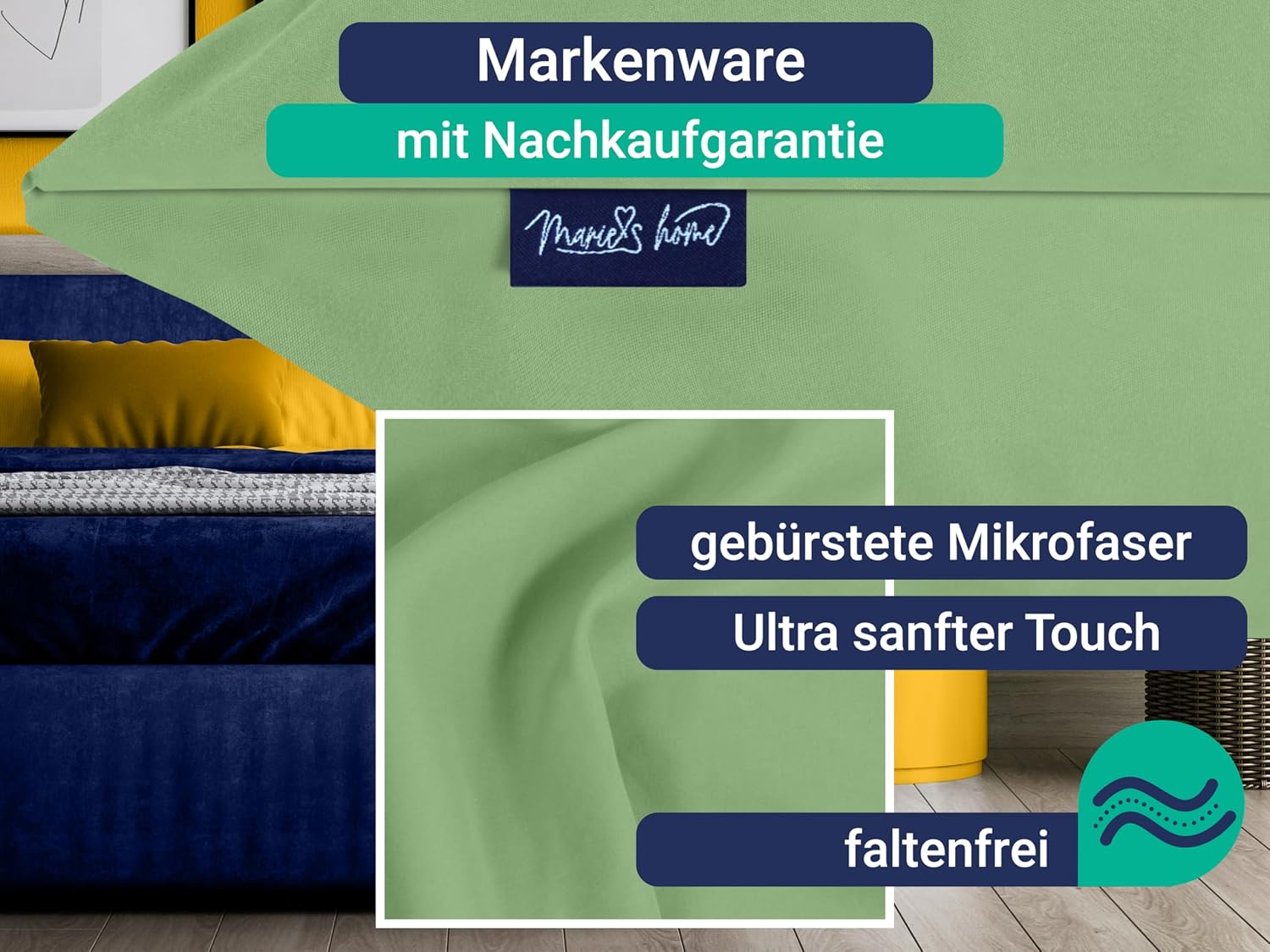 Marie&acute;S Home Bed Linen 135 X 200 Cm and 80 X 80 Cm 2-Piece Set 1613.2353, Sage