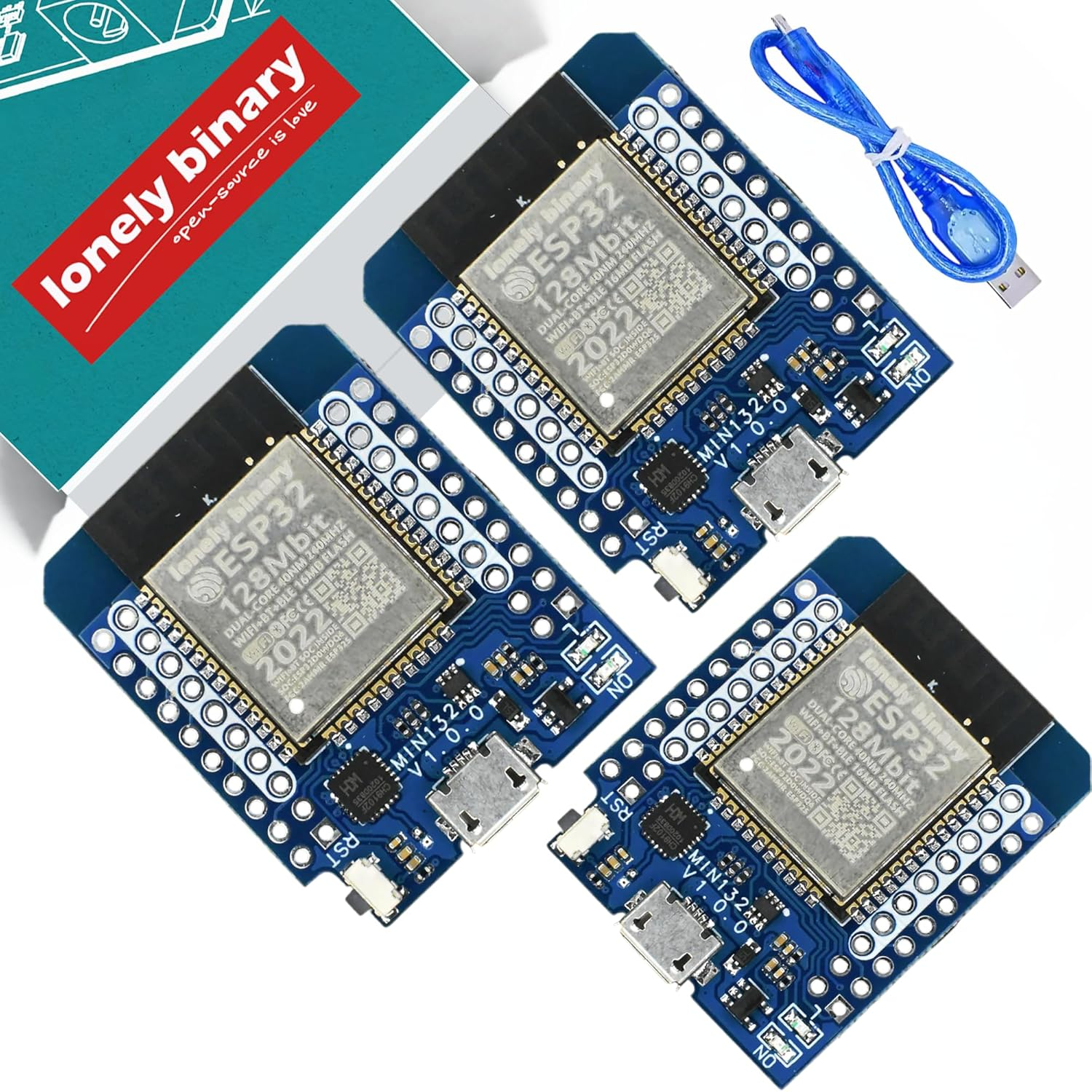 3-Pack ESP32 Mini 16MB Quadruple the Flash Wifi Bluetooth Dual Core Development Board Compatible with Arduino IDE and Micropython (16MB of Flash) image number 3