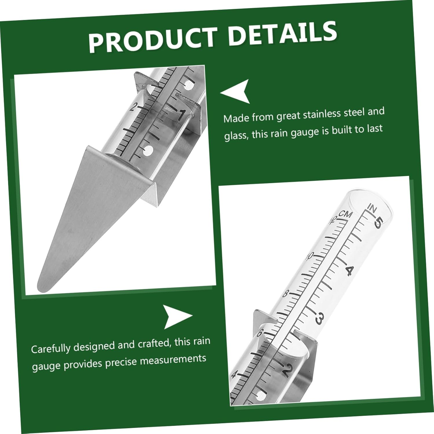 Bestonzon Accurate Outdoor Rain Gauge with Stainless Steel Mounting Bracket for Garden and Patio Precise Glass Rain Measuring Device with Easy Installation and Secure Support Digital Water image number 1