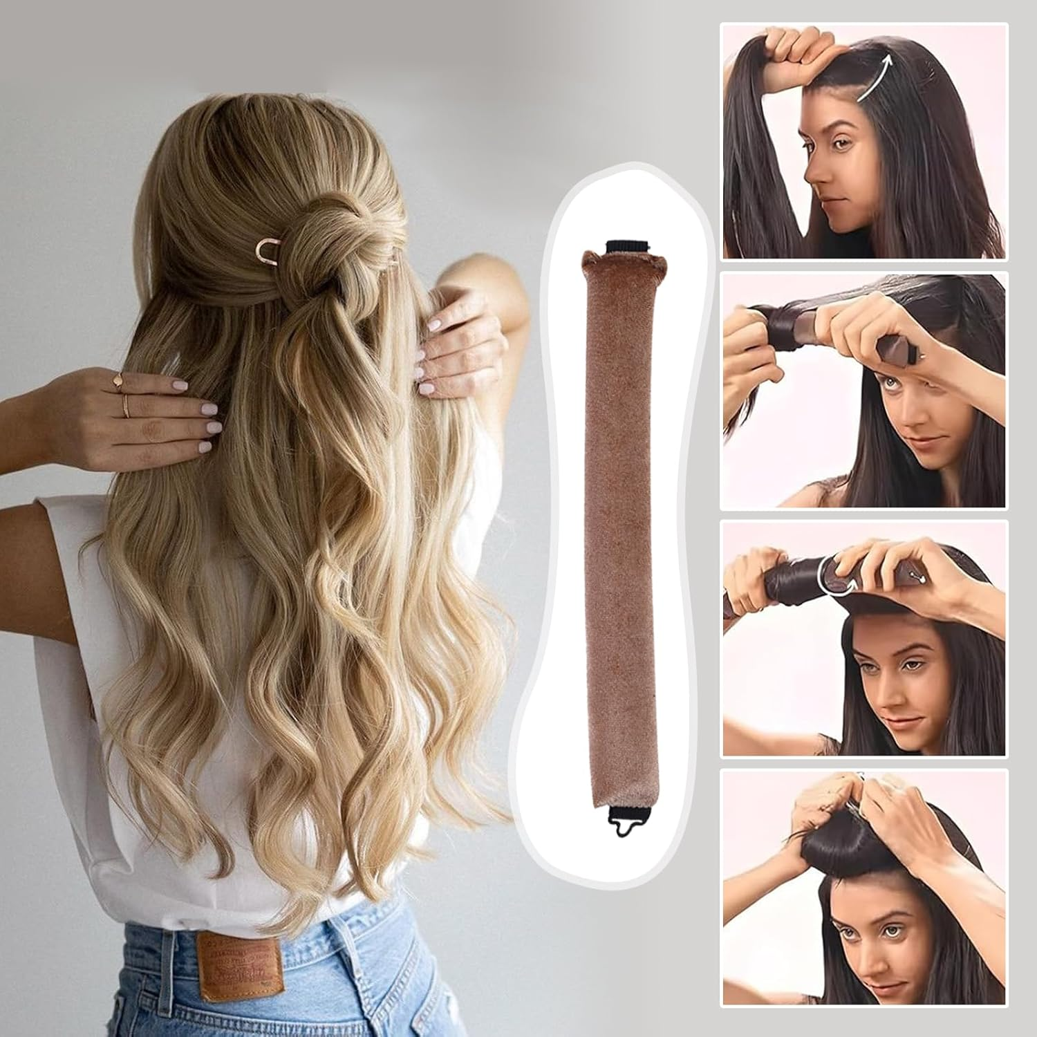 Pack of 3 Heatless Curls, Flexi Rods with Hooks, Overnight Curlers for Different Hair Types, Long and Short Hair image number 4