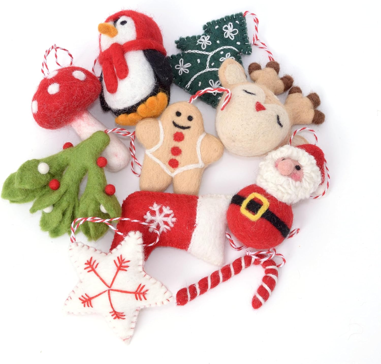 GLACIART ONE Wool Felt Christmas Ornaments Set of 10 | for Christmas Tree Decorations, Hanging Garland, Holiday Mobiles, Advent Wreath Craft or Advent Calendar Ornaments|Passive Oil Diffuser image number 6