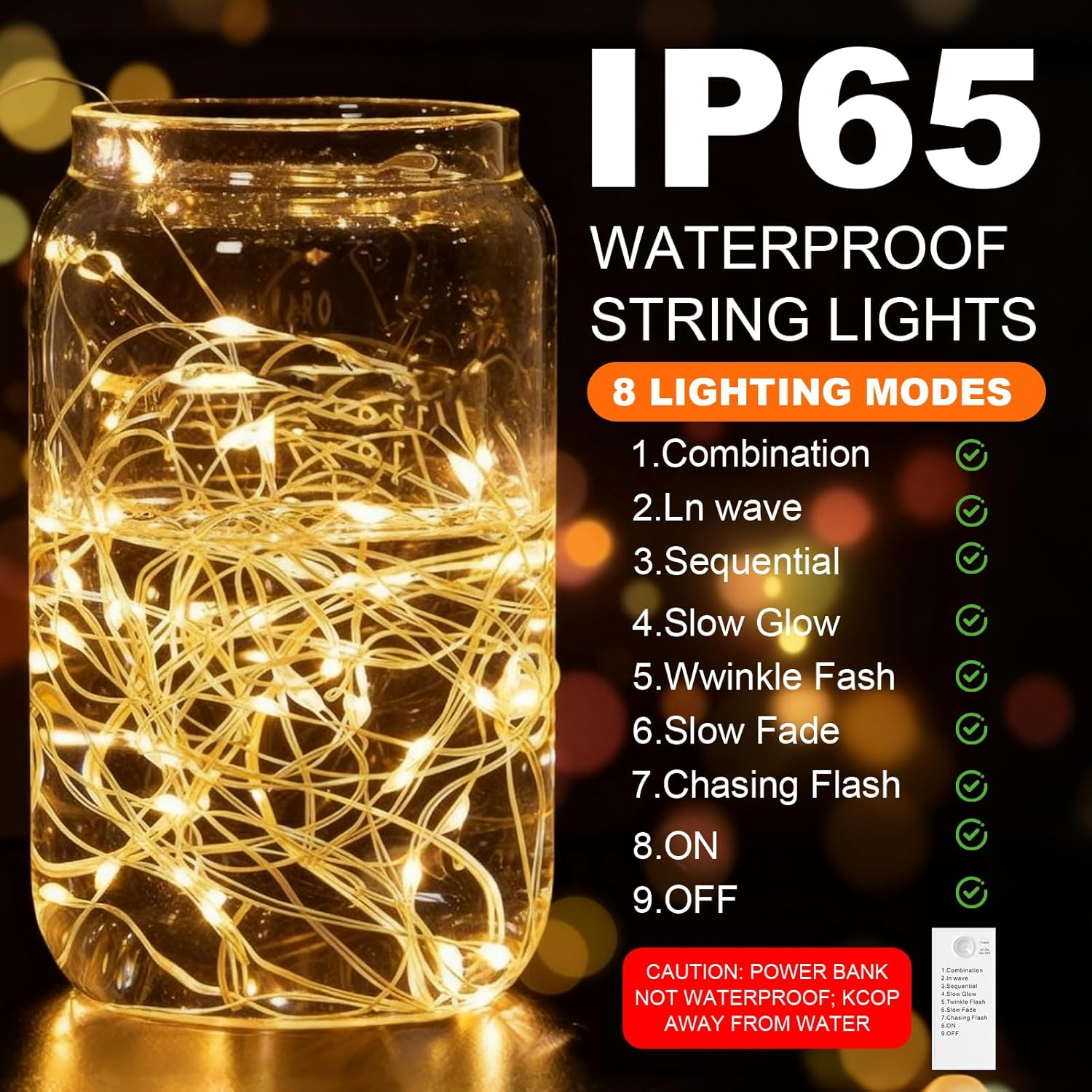 Jetuvlie Fairy Lights Battery Operated,Rechargeable 50 LED Twinkle Lights with Timer,Christmas Decorations Mini Indoor LED String Lights for Vine, Bedroom,Parties, Wedding,Deco(5M/16Ft Warm White) image number 2