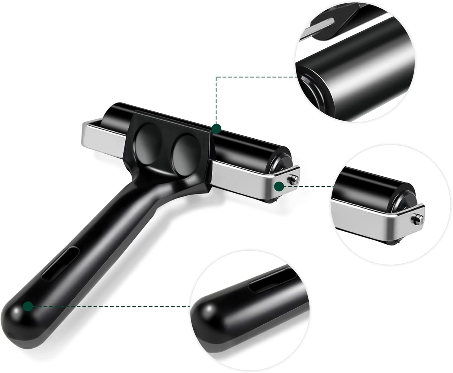 4 Inch Rubber Roller Brayer Rollers for Crafting, Hard Rubber Rollers for Printmaking, Printing, Gluing and Stamping Tools (Original Version, Black) image number 3