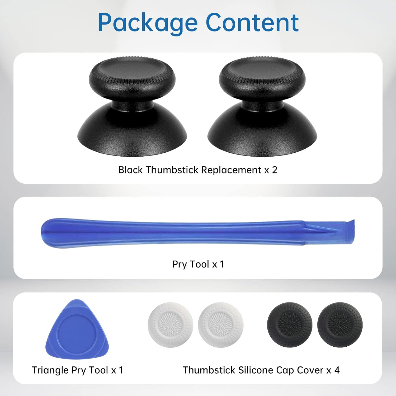 Vrbrother 2Pcs Replacement Rocker Metal Analog Joystick Thumbstick Mushroom Caps Repair for Meta Oculus Quest 2 (Black) - Black,Silver image number 6