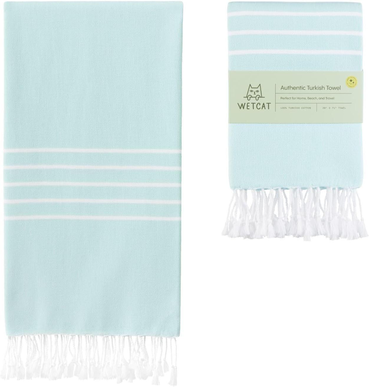 WETCAT Turkish Beach Towel Oversized 38X71 100% Cotton Sand Free Beach Towel Quick Dry Extra Large Turkish Towel Light Travel Towel for Adults Beach Gifts Beach Accessories - Dark Blue