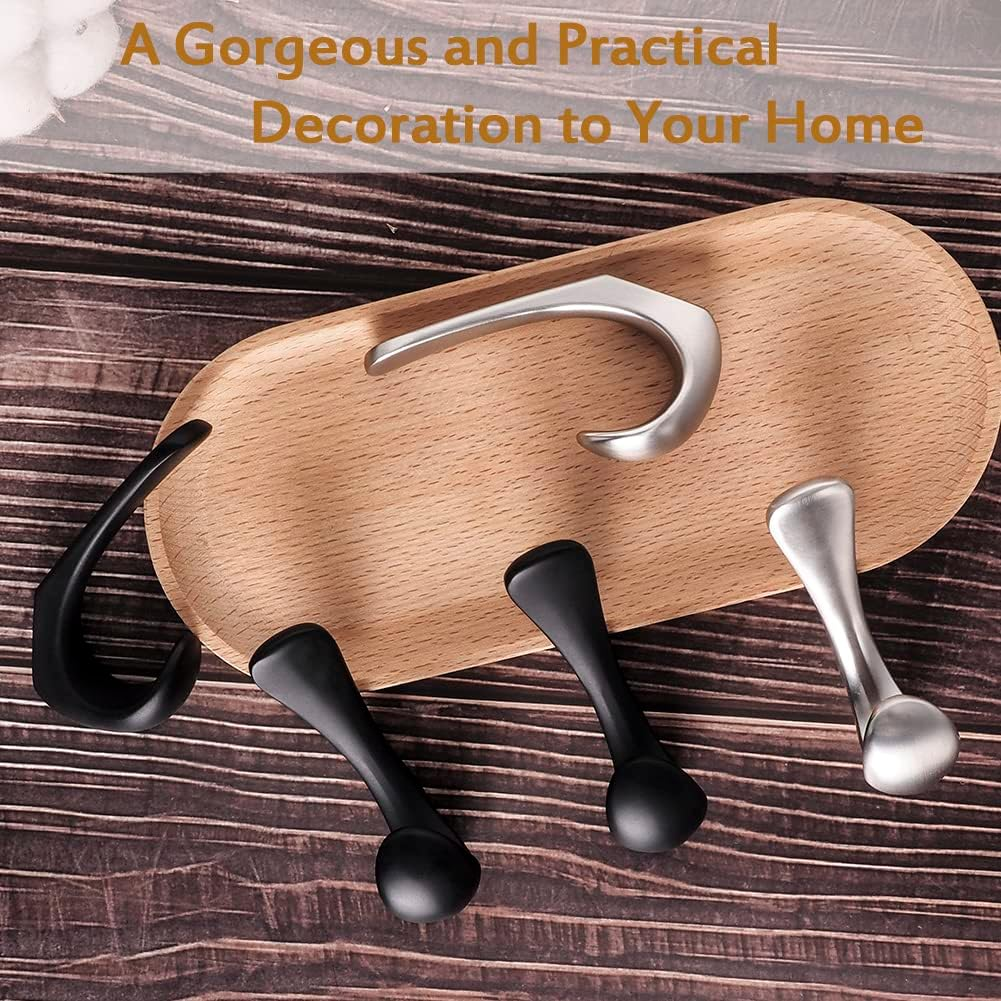 Metaliby 4 Pack Towel Hooks for Bathrooms Wall Mounted, Brushed Nickel Bathroom Hooks for Towels, Robe & Towel Hook for Wall, Modern Bath Towel Hook image number 3