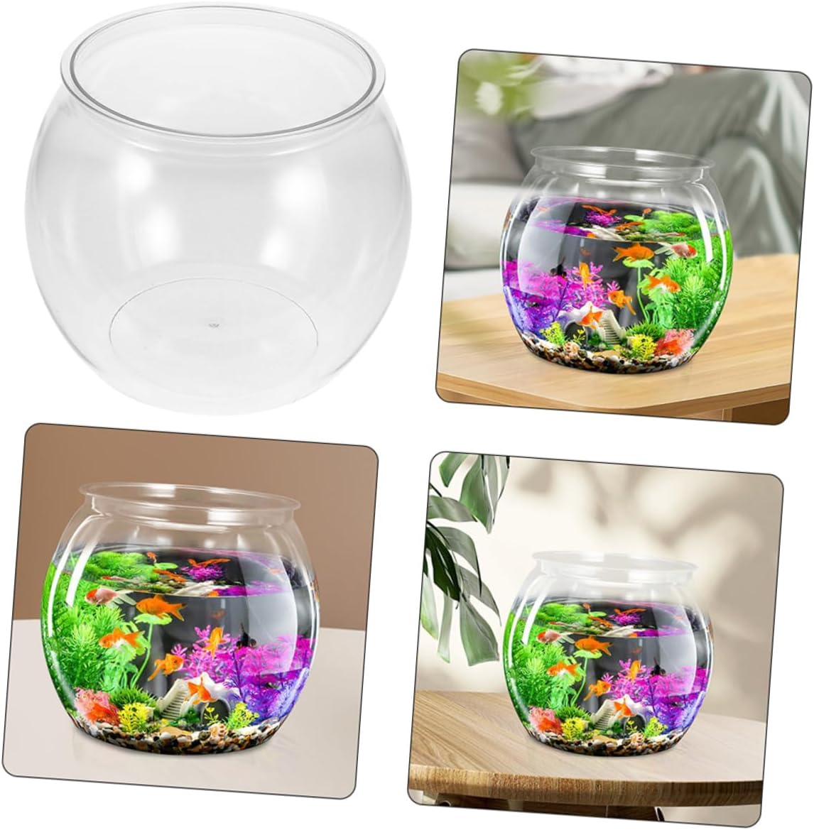 FUTUREORYY Transparent Betta Tank Multi Function Goldfish Aquarium Bowl for Small Aquatic Pets Clear Plastic Fish Tank for Goldfish and Turtles Compact Desktop Decorative Aquarium With image number 6