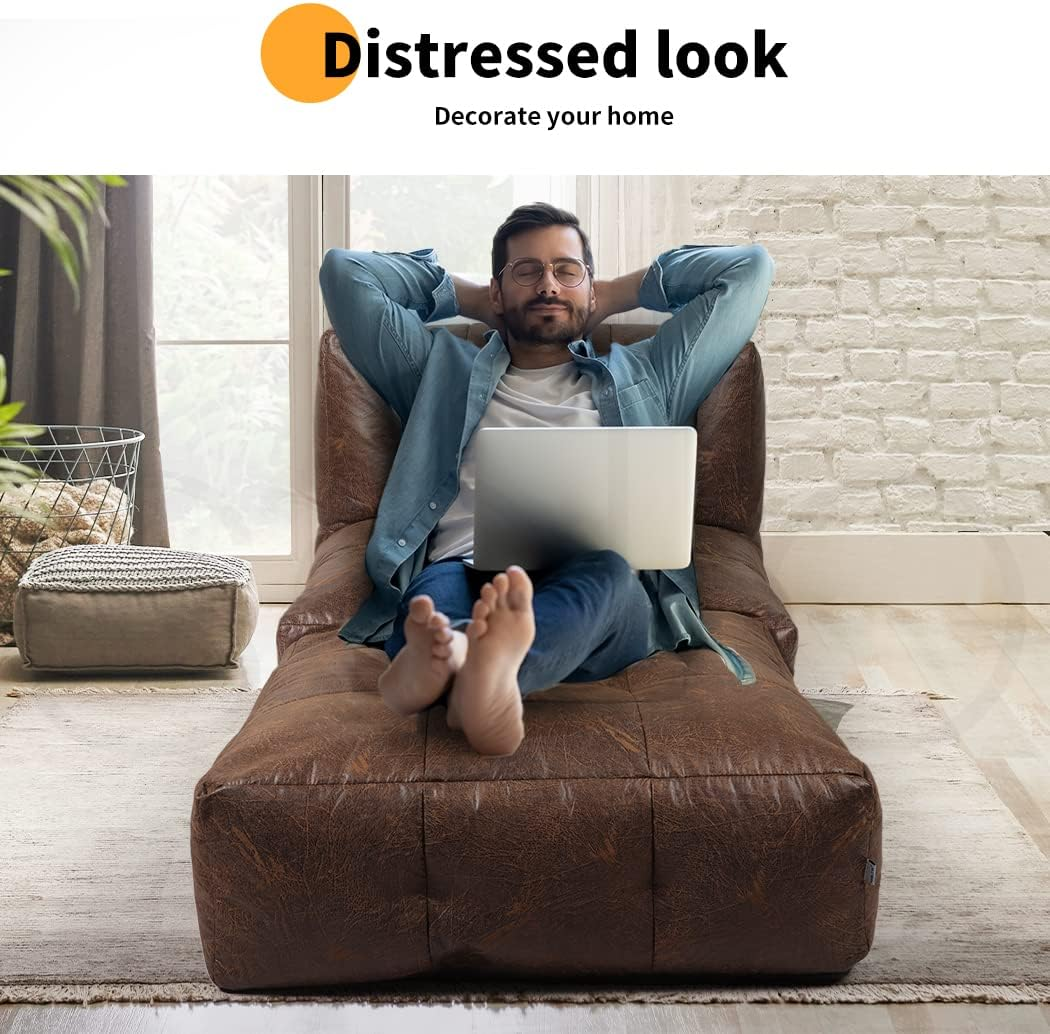 Marlow Bean Bag Chair Cover PU Indoor Home Game Lounguer Seat Lazy Sofa Large