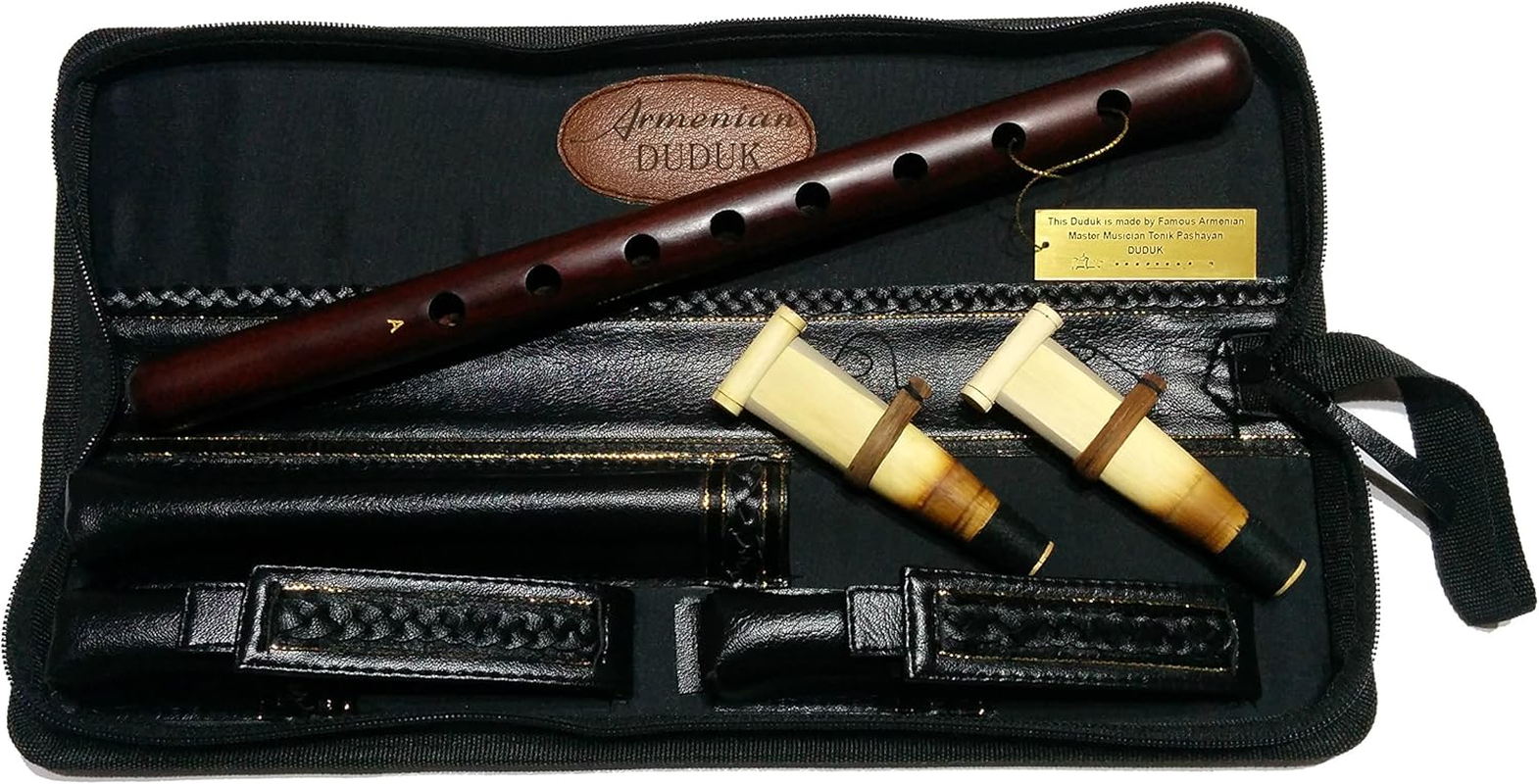 Armenian Duduk &ndash; Professional Handmade Musical Instrument from Armenian Apricot Wood, 2 Professional Reeds, Eco-Leather Case, Made in Armenia, Woodwind image number 2