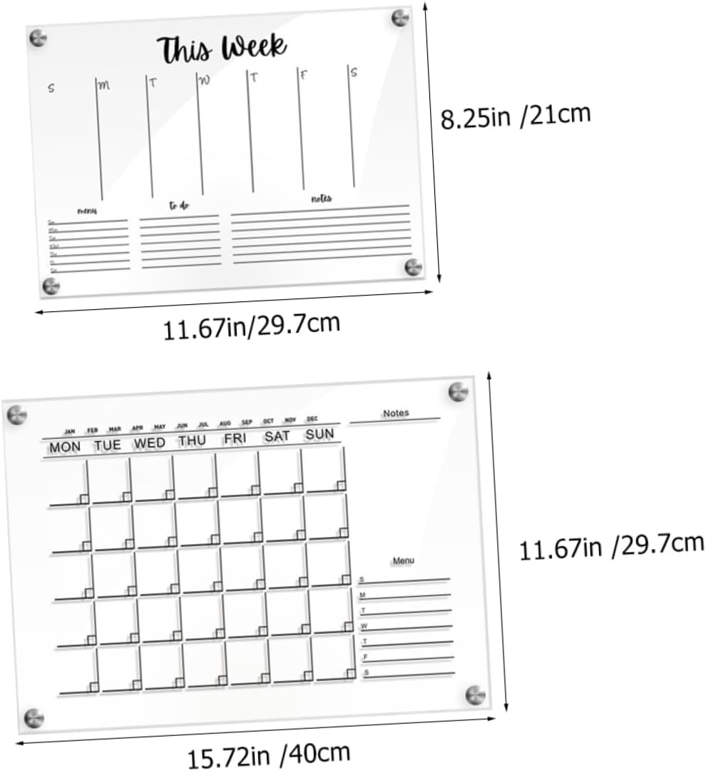 Tofficu 2Sets Whiteboards Erasable Notepad Home Accessory Wedding Memo Boards for Wall Decor image number 1