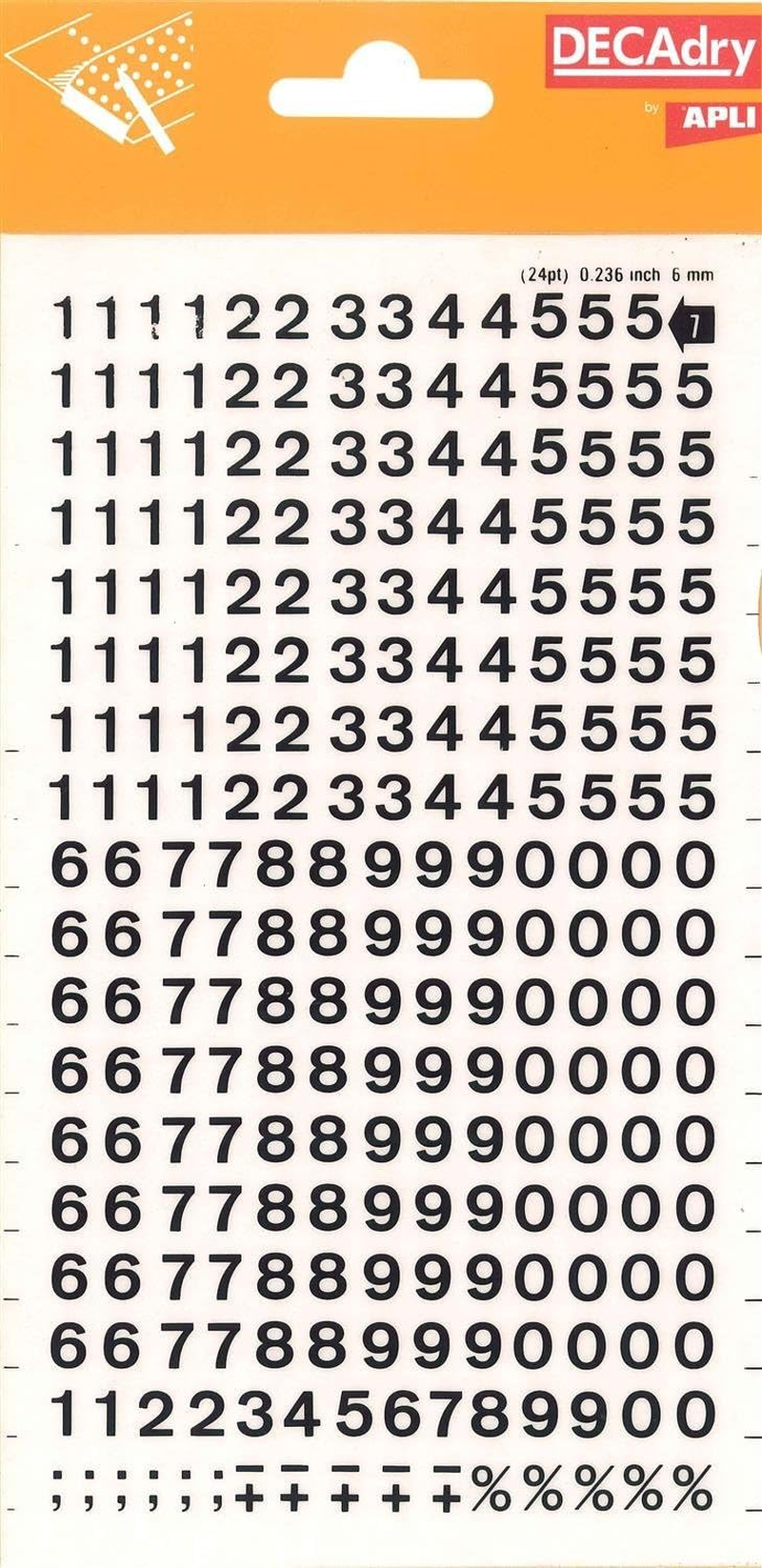 Transferable Letters and Numbers, Black, Numbers, 2.5 Mm, Black