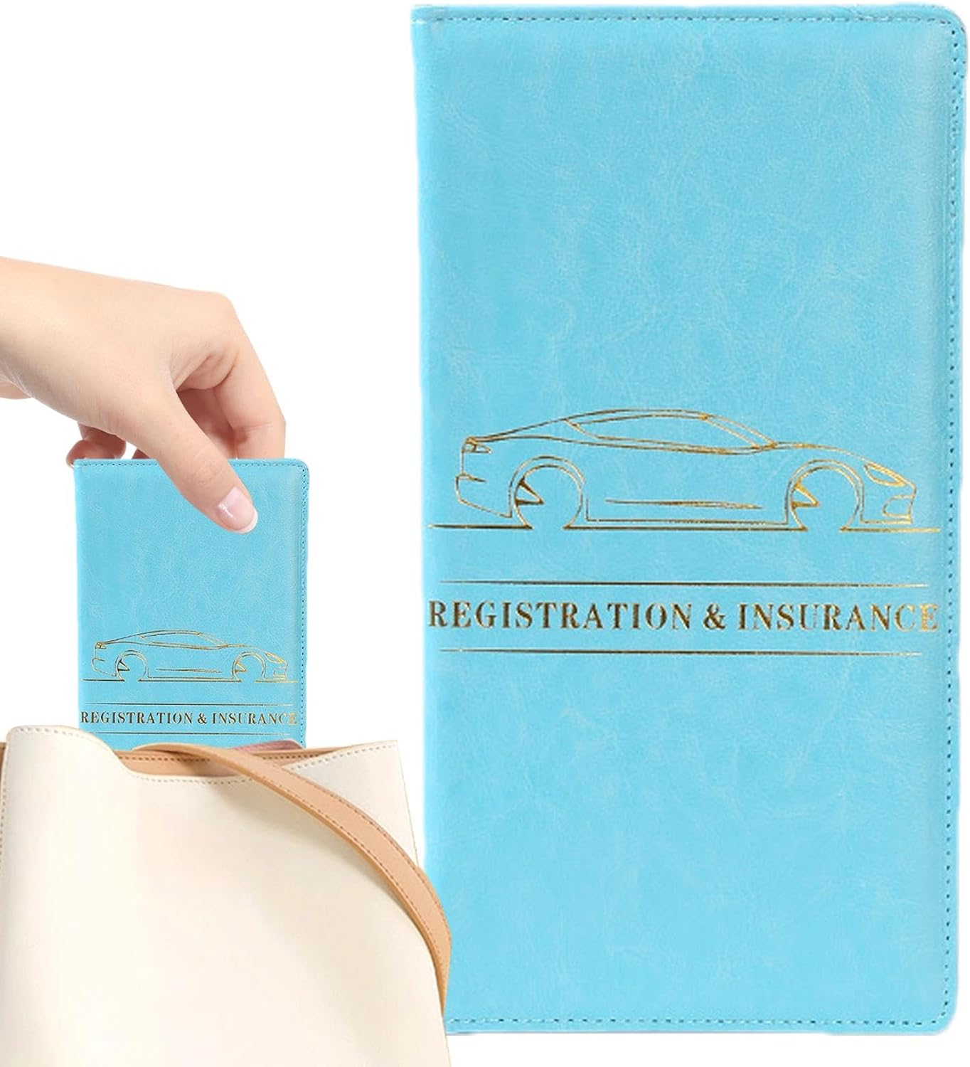 Gacqpli Car Document Bag, Wallet for Driving Licence - Car Insurance PU Wallet, Car Interior Accessories Document Folder for Documents, Cards, Driving Licence