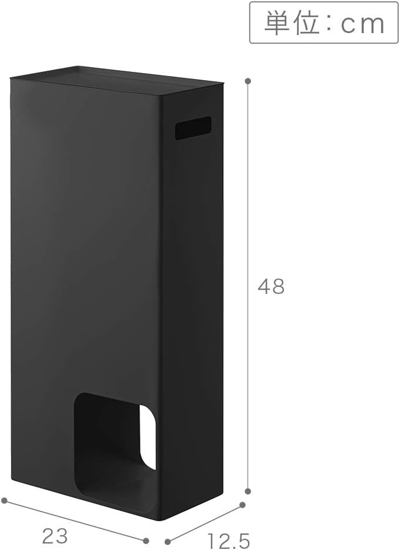 Yamazaki 3456 Toilet Paper Stocker, Black, Approx. W 9.1 X D 4.9 X H 18.9 Inches (23 X 12.5 X 48 Cm), Tower, Toilet Storage, Shelf, Rack image number 2