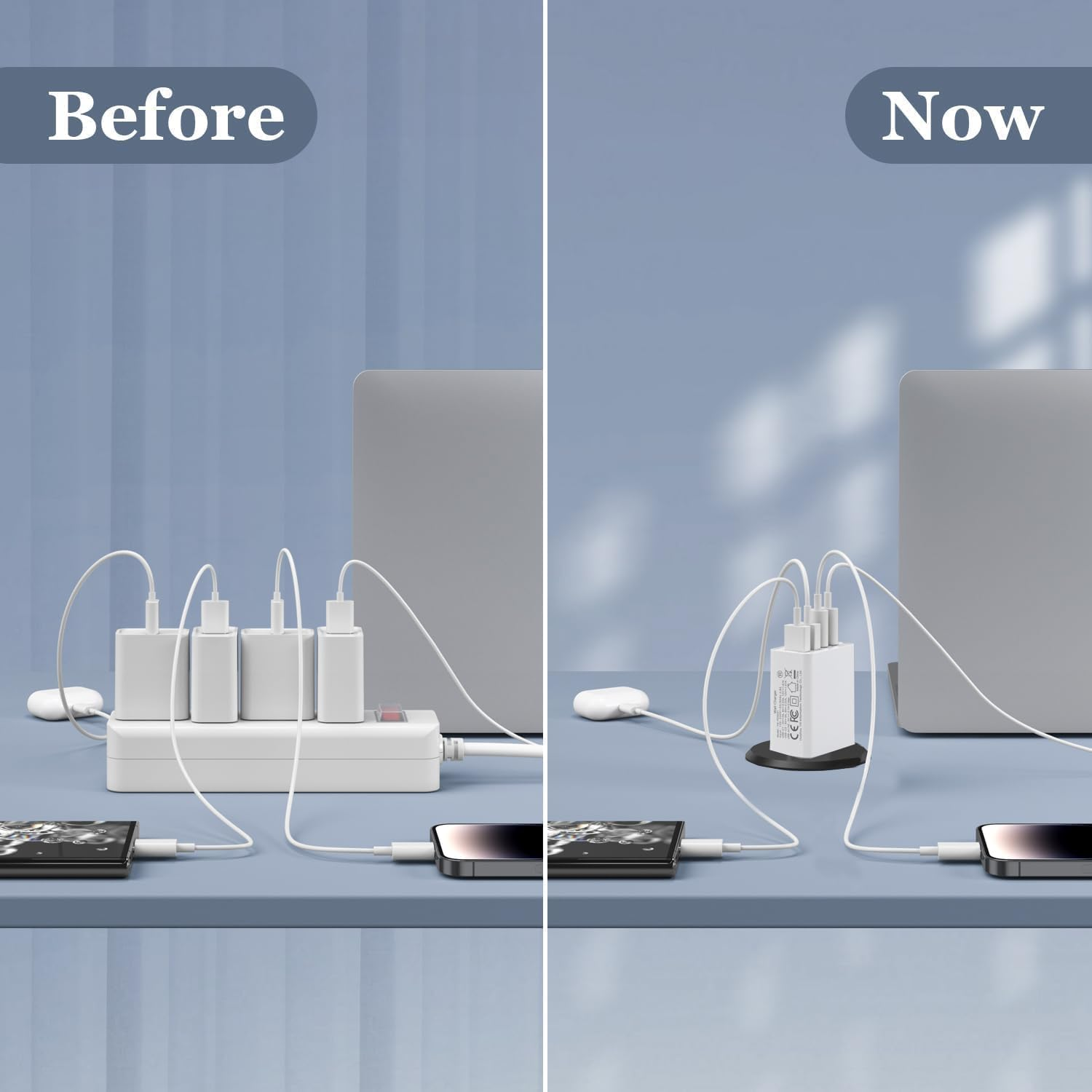 USB C Wall Charger, 40W 4-Port USB C Charger Block Fast Charging Block Dual Port PD+QC Wall Plug Multiport Type C Compatible with Iphone 12/13/14/15/16/Pro Max/Xs/Xr/Samsung Galaxy S24/S23/S22/Tablet - 2Pack-1C3A image number 2