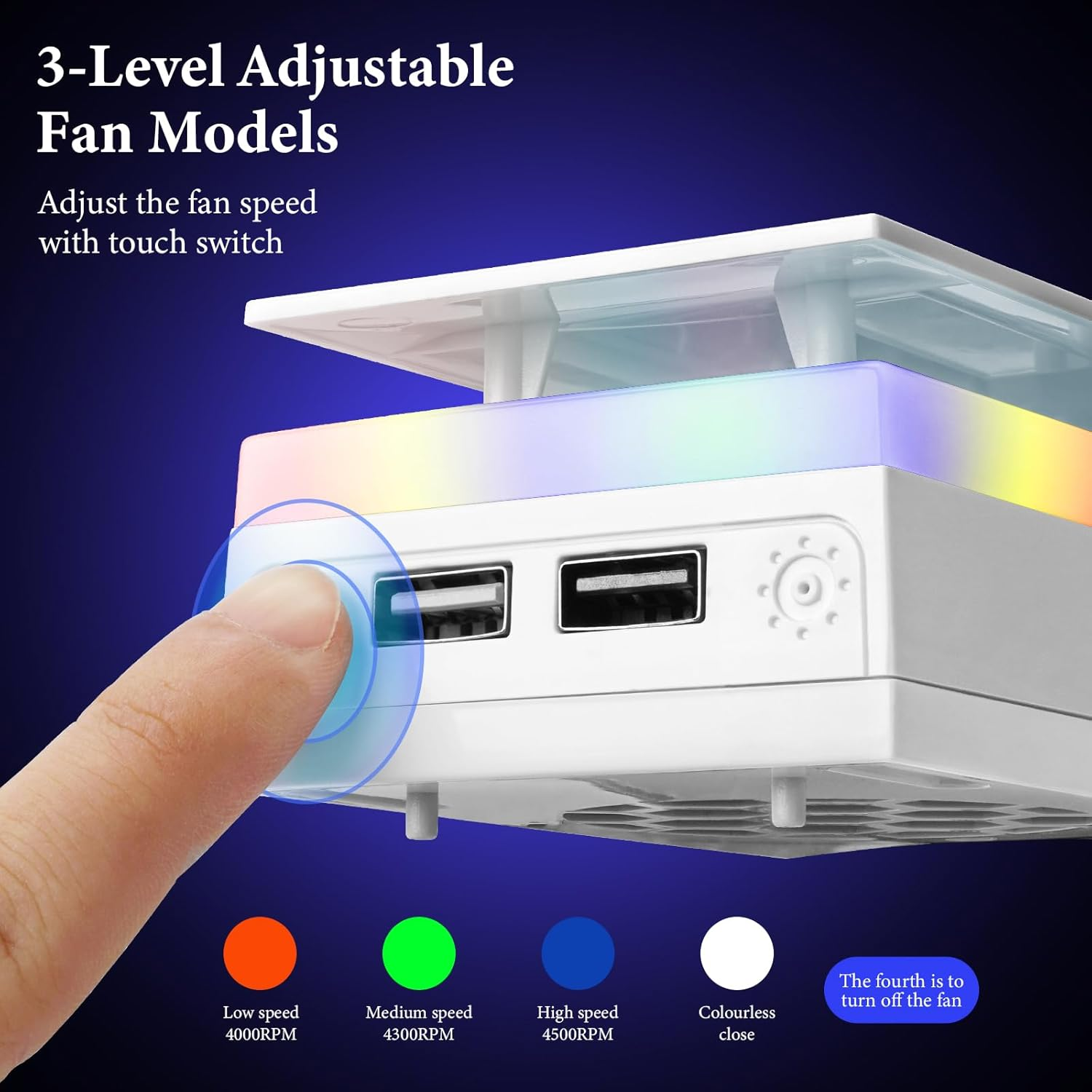 Geekria RGB Cooling Fan Compatible with Xbox Series S, Top Heat Dissipation Dust Fan, Chilling System with 3 Speed Level Adjustable, 7 Modes RGB Light Strip, Low Noise and 2 USB Port image number 5