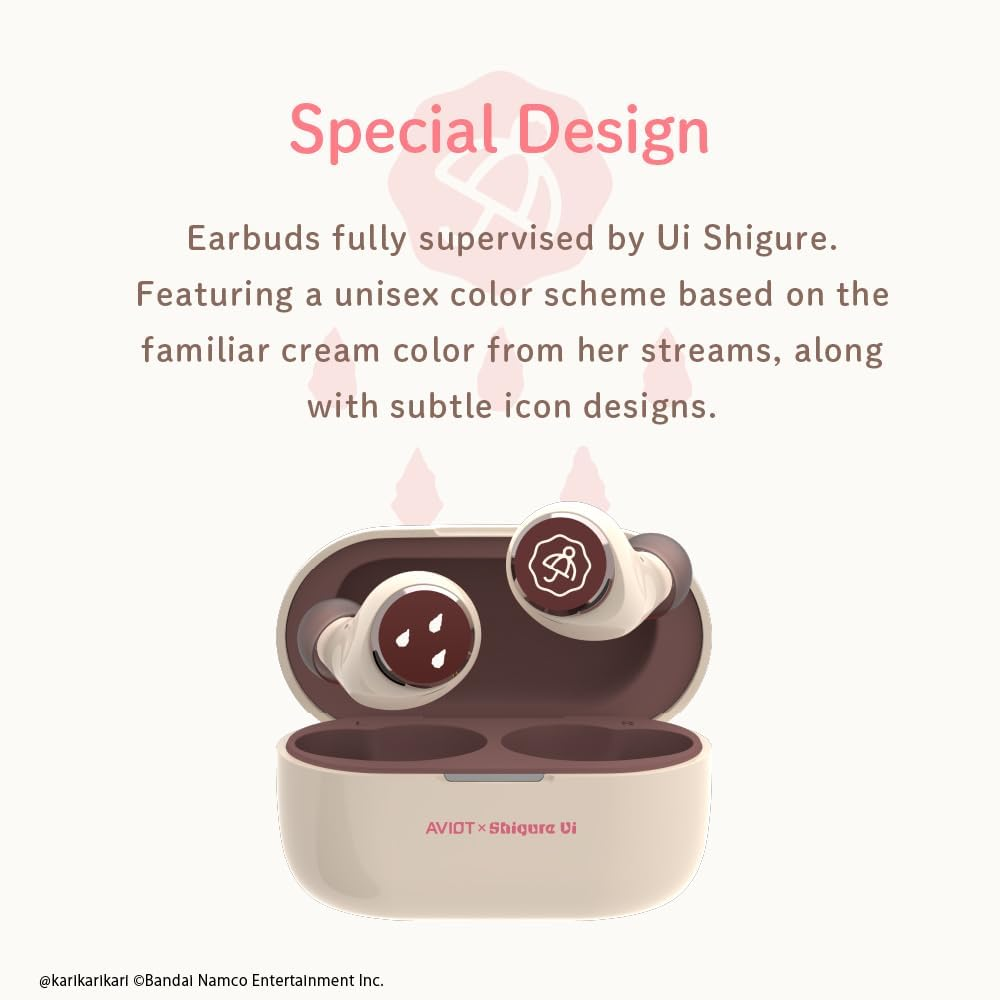 AVIOT Vtuber Ui Shigure Wireless Earbuds Te-D01V-Sgr, Officially Licensed (Exclusive Edition) Special Package, Design, Japanese Special Voice, Noise Canceling Earbuds
