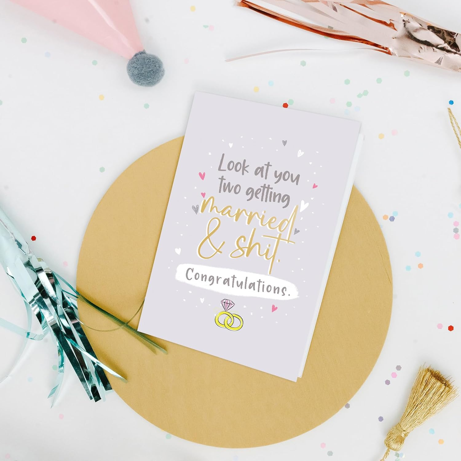 Nchigedy Funny Marriage Congratulations Card, Rude Engagement Card for Friend, Hilarious Wedding Cards, Looking at You Two Get Married - 2 image number 6