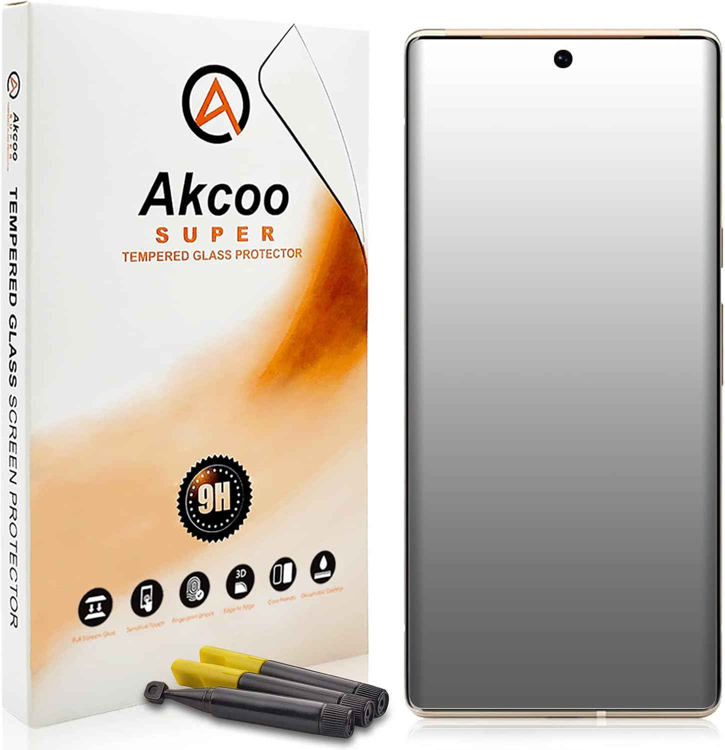 [3 Pack]Pixel 7 Pro Screen Protector Tempered Glass, Akcoo UV Full Screen Adhesive [LOCA Liquid Tech][Fingerprint Sensor Compatible] Glass Protector for Google Pixel7 Pro 5G