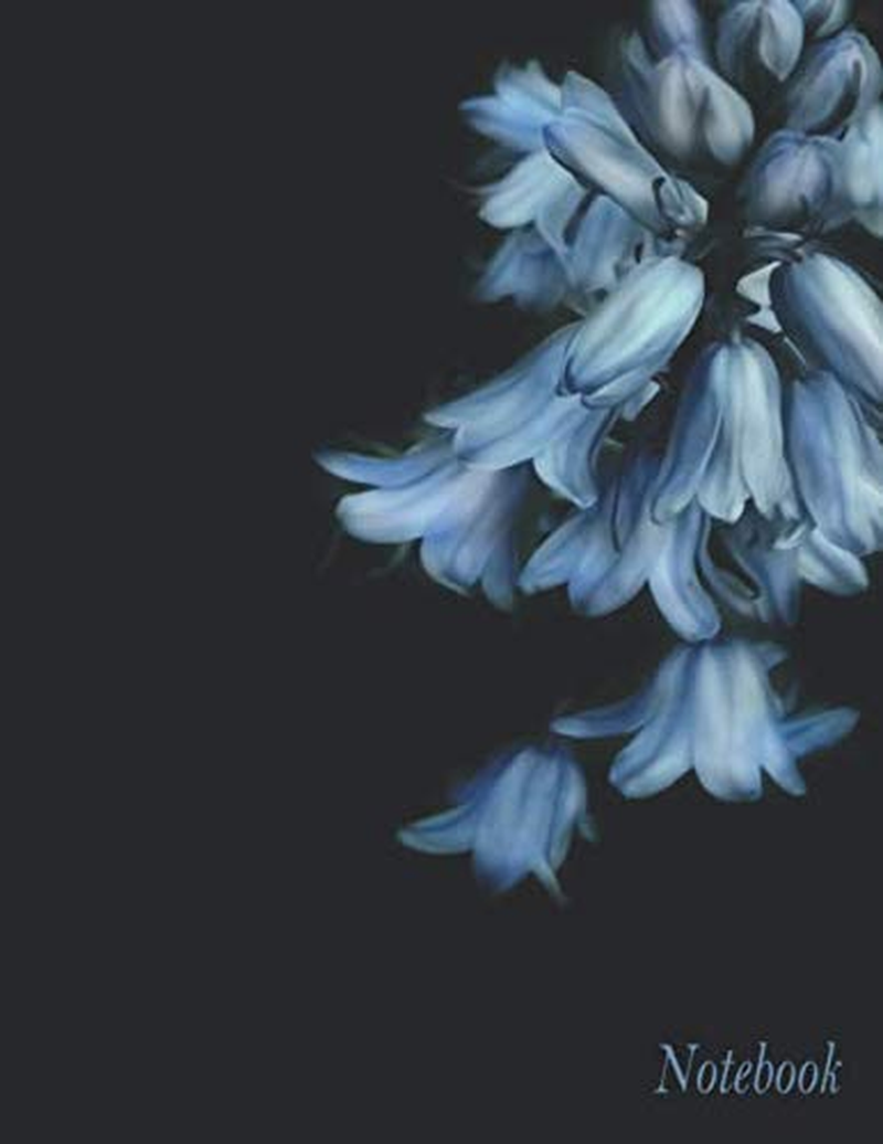 Elegant Bluebell Flower Notebook: 400 Pages &ndash; Black and Blue - Large 8.5 X 11 Inch Soft Cover Notebook with College Ruled Lined Paper - 200 Sheets / 400 Pages