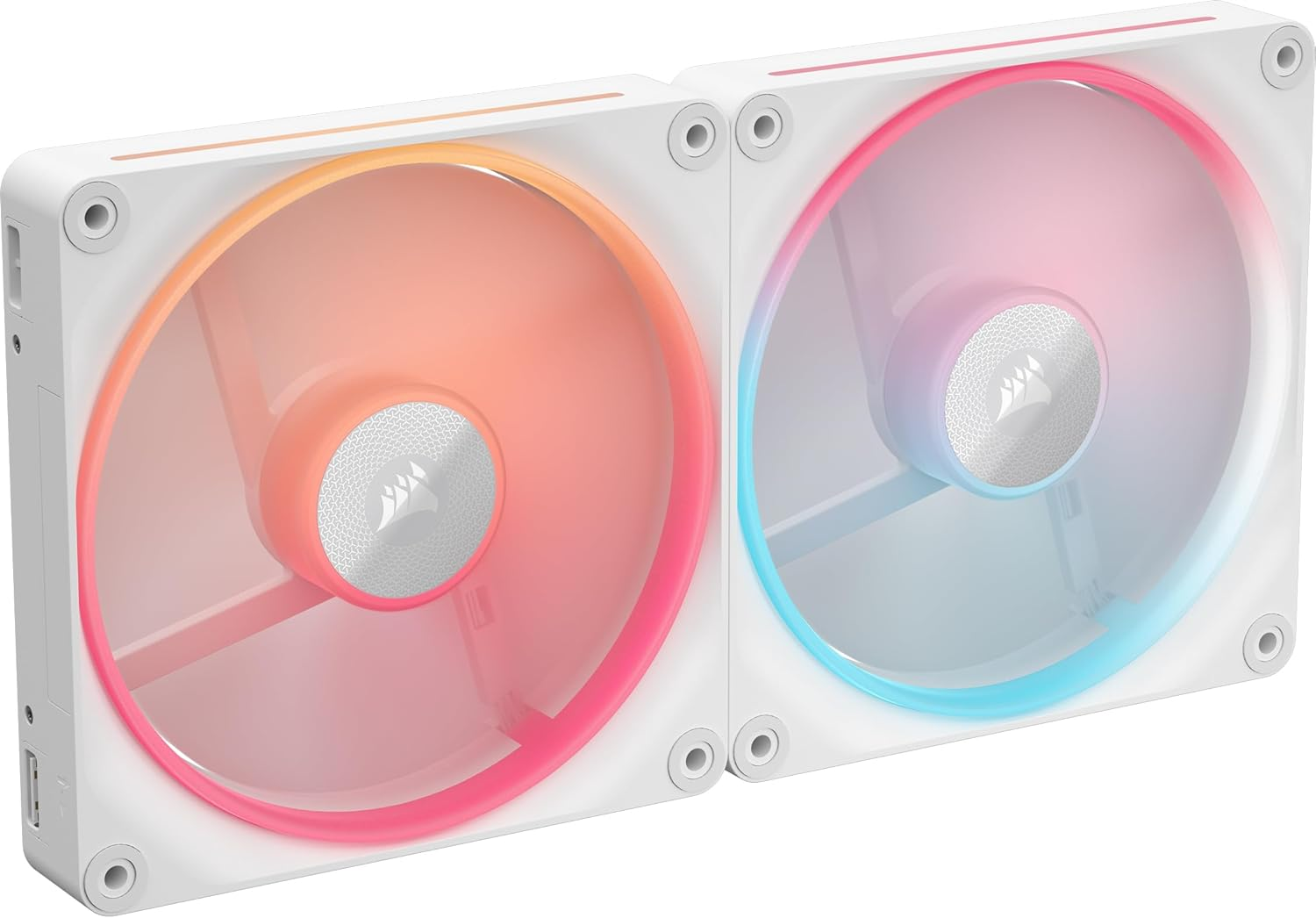 CORSAIR Icue Link LX140-R RGB 140Mm PWM Reverse Fans &ndash; Dual Fan Kit &ndash; Low-Noise, CORSAIR Magnetic Dome Bearing, Dual Light Loops, CORSAIR Quikturn&trade; Screws, Zero RPM Mode &ndash; White